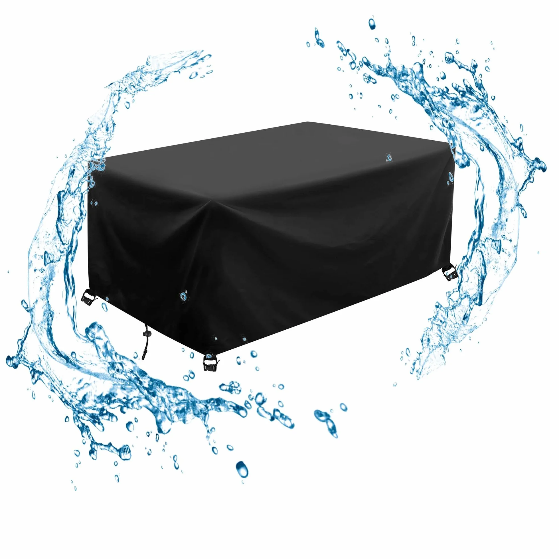 Housse Protection Salon de Jardin 135x90x75cm Noir Bache Exterieur Table avec Boucle Verrouillage