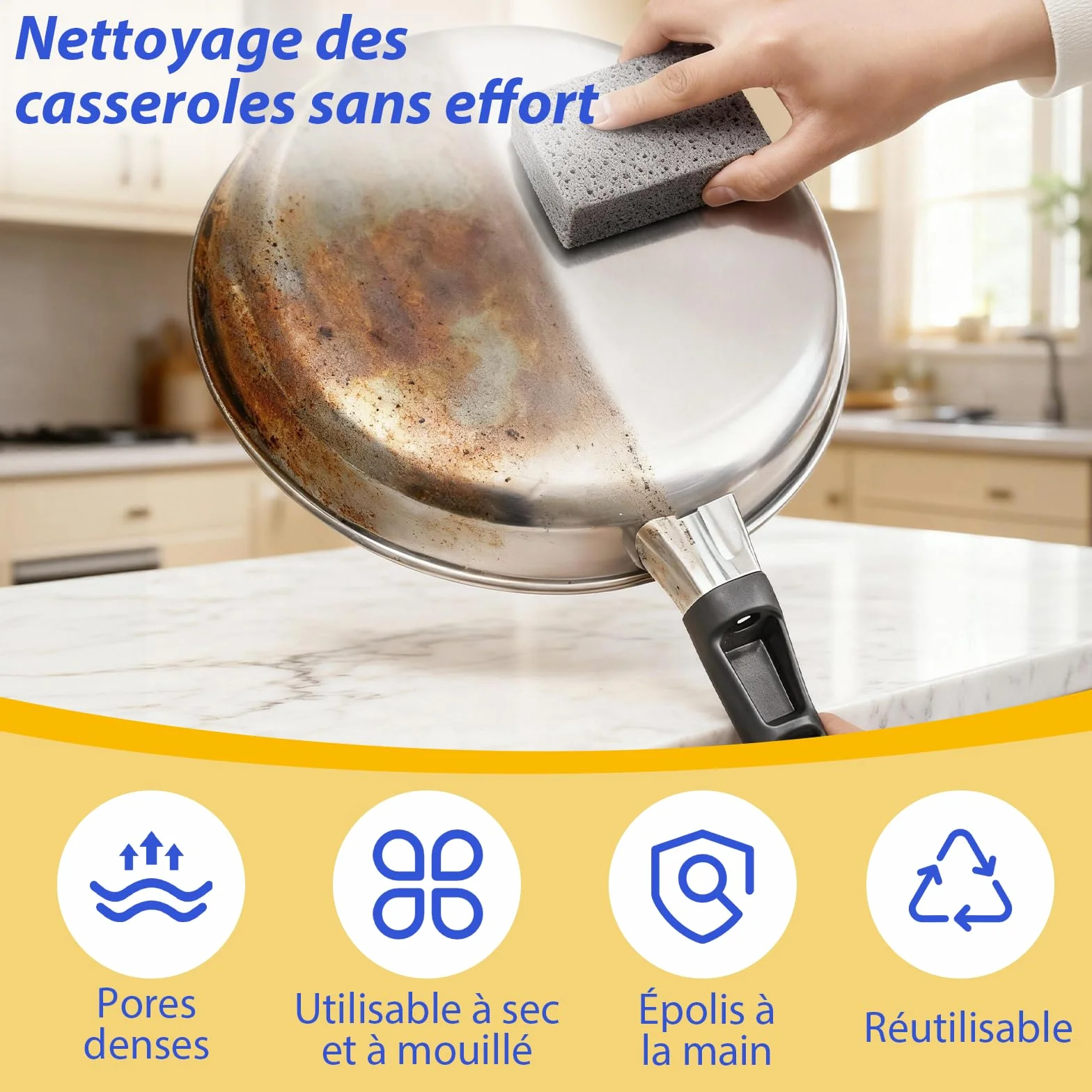 KASURE Pierre Abrasive Nettoyage Grille Barbecue 10x7x4 cm Blocs Réutilisables