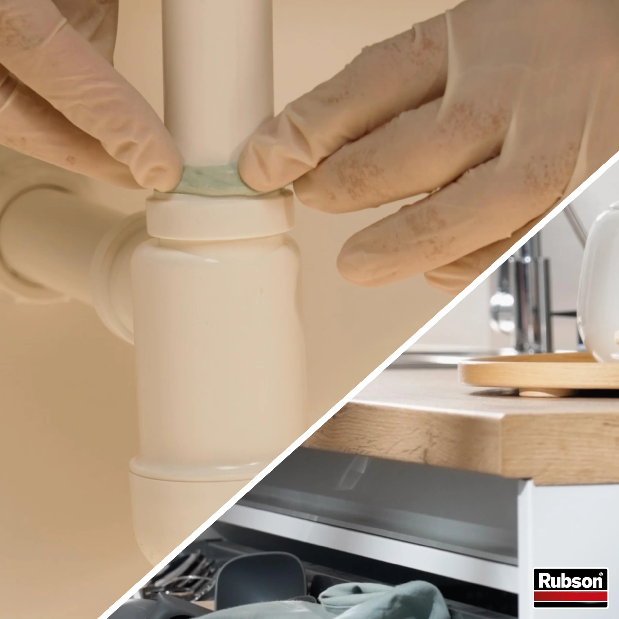 Rubson | Pâte à Reboucher Stop Fuite (bâton de 64 g) – Pâte époxy bi-composante pour réparer, colmater & reboucher tous matériaux – Auto-durcissante et résistante à l'eau et températures extrêmes