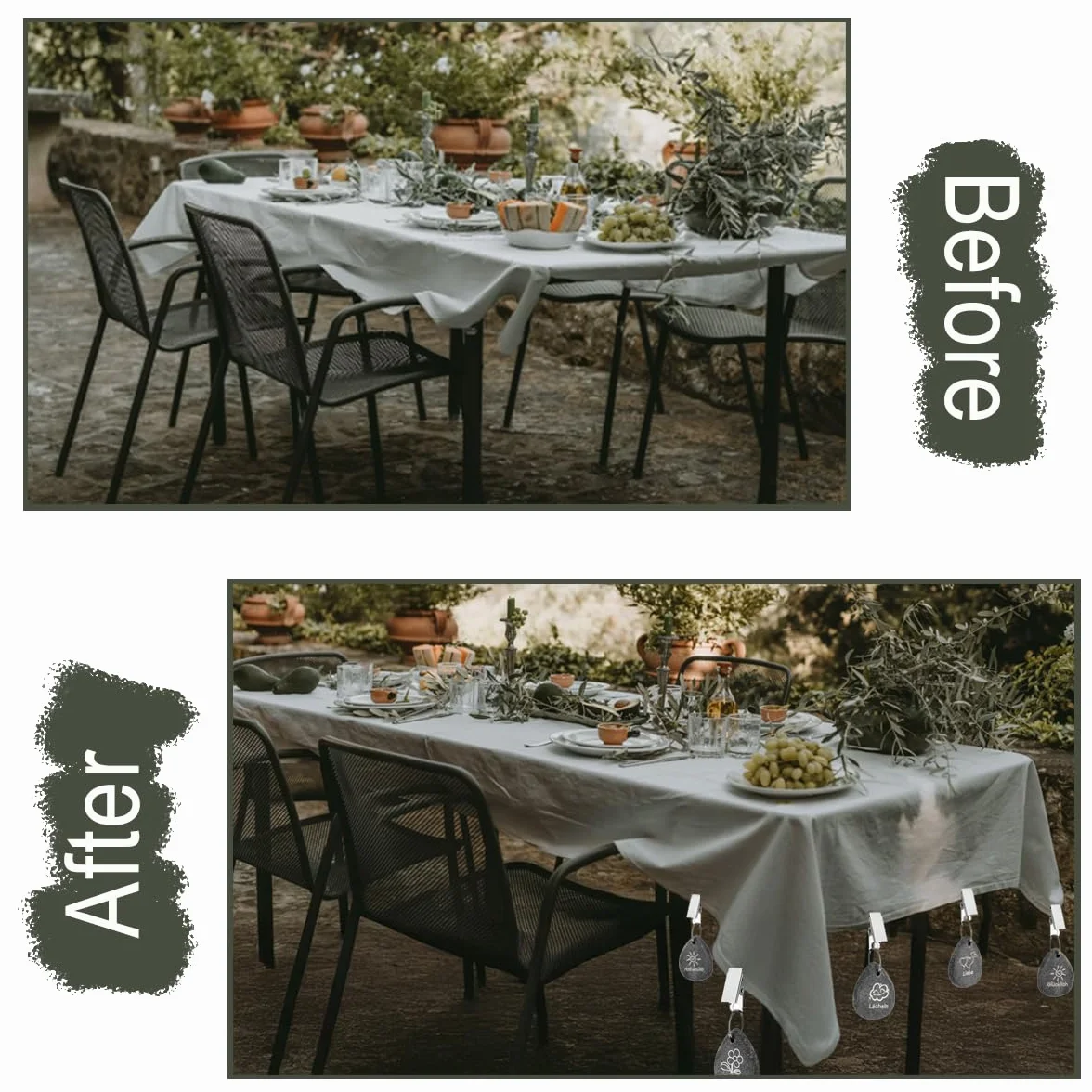 Attache Nappe Anti-Vent Imperméable 8 Pièces Poids de Nappe en Marbre Naturel Gris à Motifs