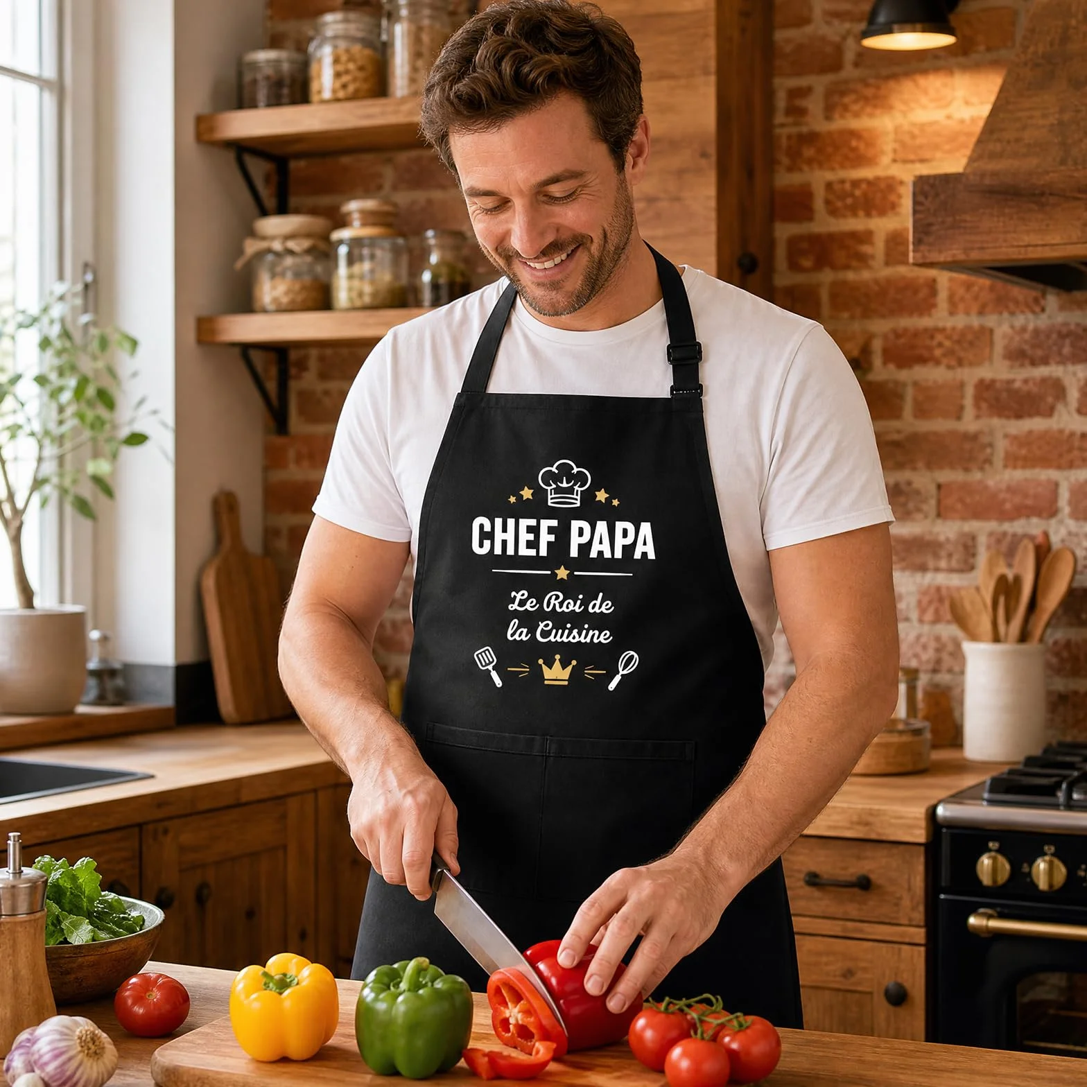 Tablier de Cuisine Homme Cadeau Fête des Pères Personnalisé Chef Papa