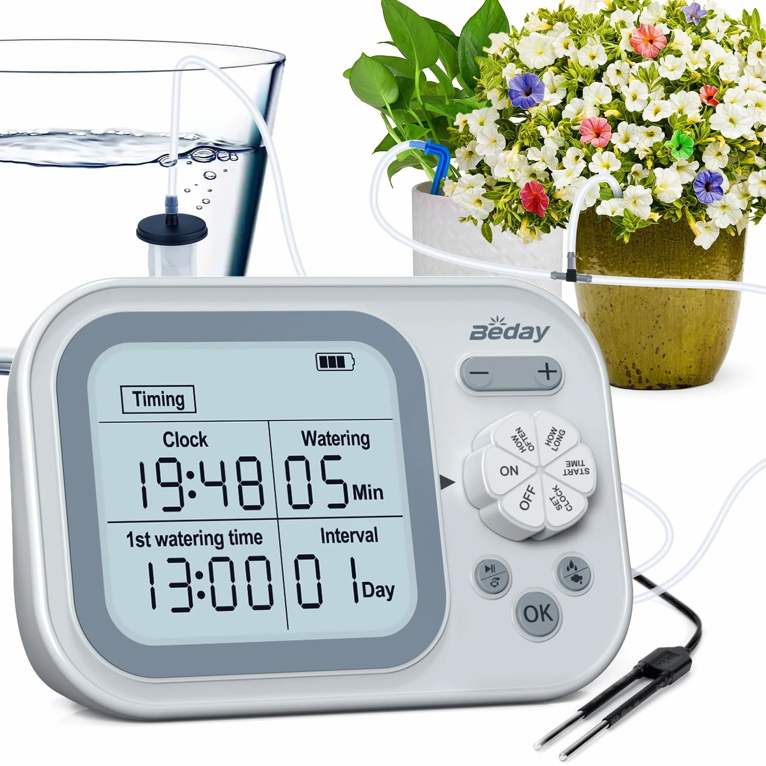 Système d'arrosage automatique goutte à goutte pour 15 plantes avec minuterie et détection d'humidité