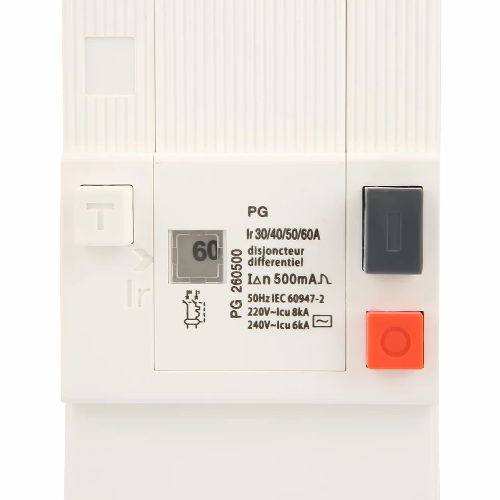 Disjoncteur 60A interrupteur différentiel 30-60A 2 pôles 50Hz/60Hz Basse Tension Disjoncteur Protection de l'air Commutateur.