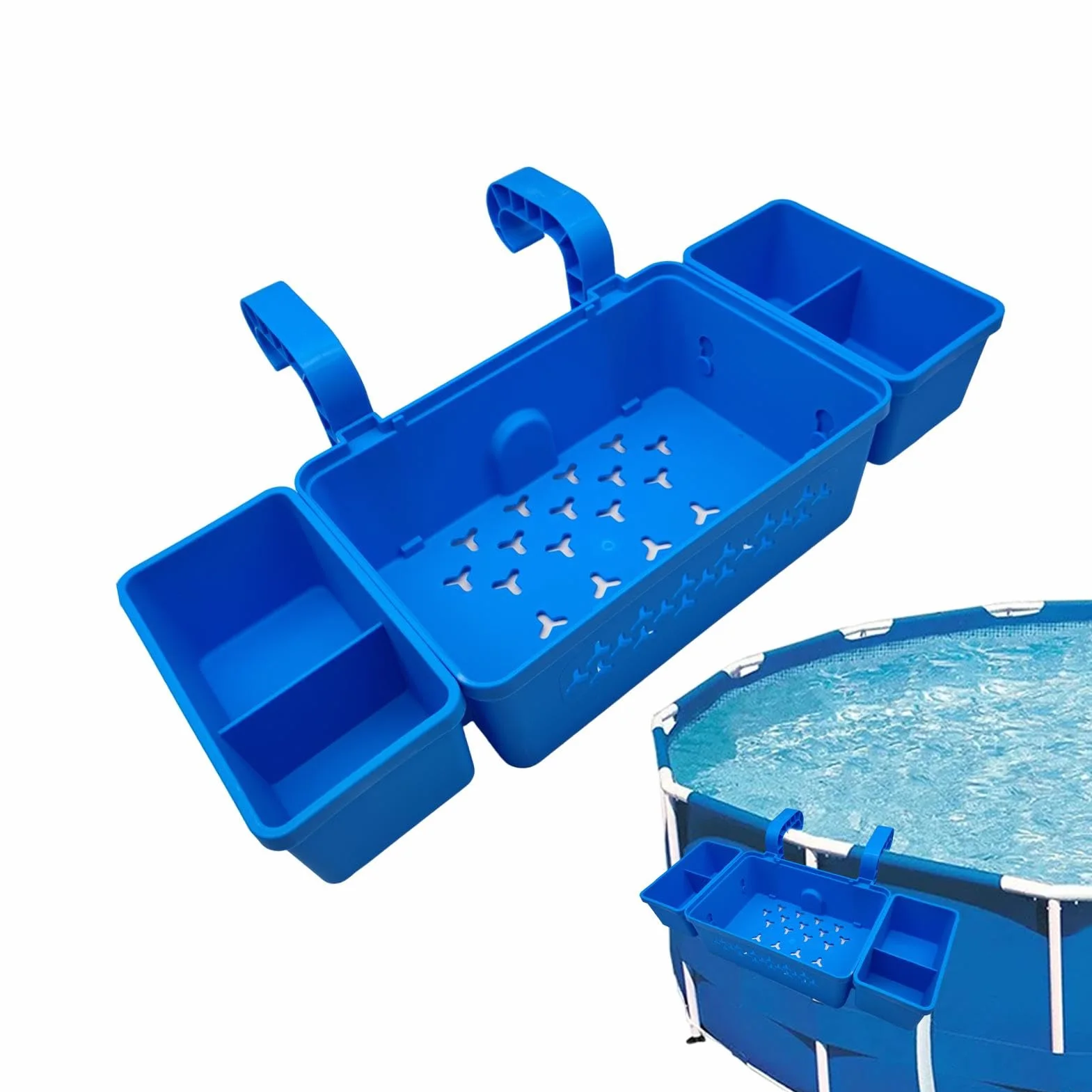 Panier de rangement pour piscine hors sol - Support multifonctionnel au bord de la piscine