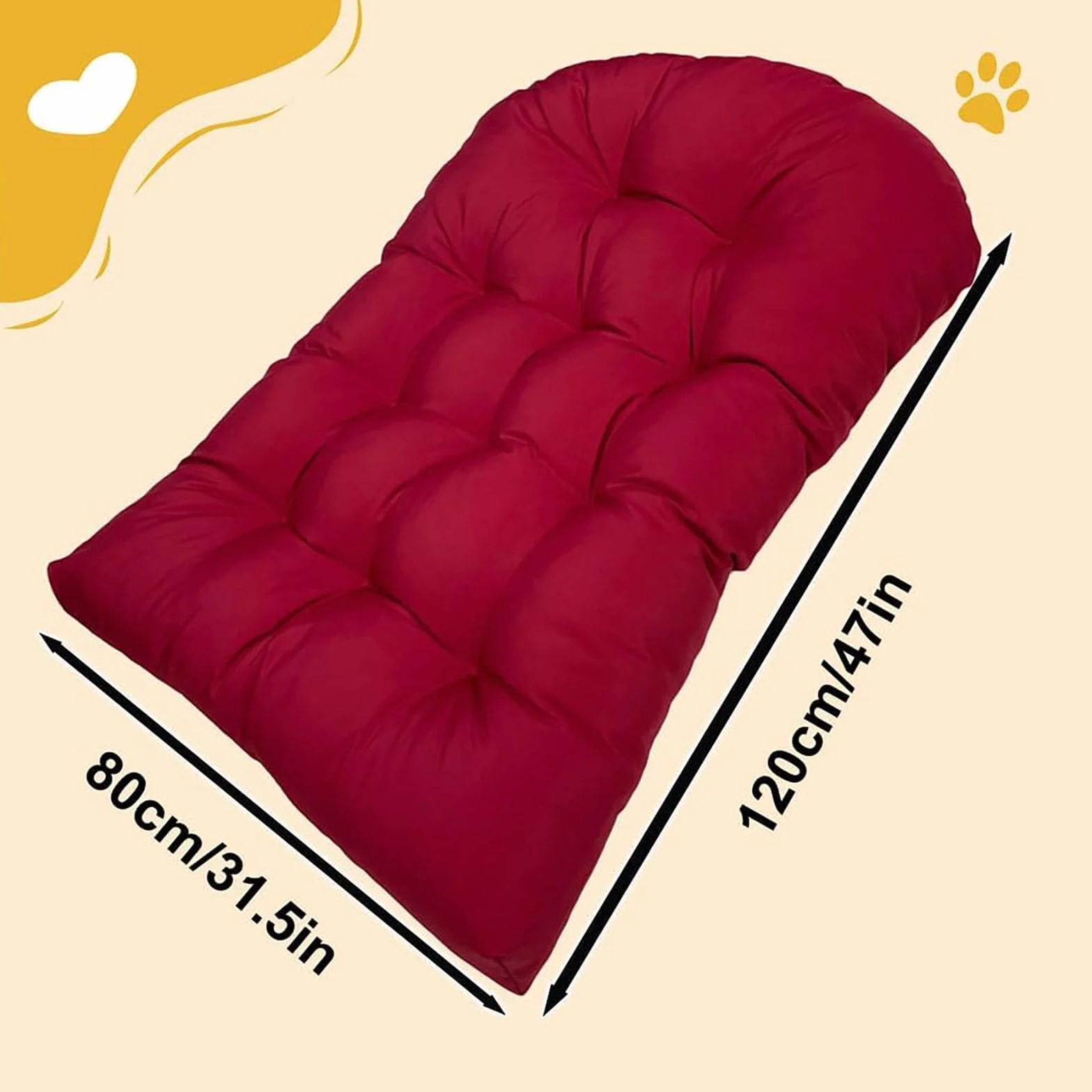 Coussin de Siège pour Fauteuil Suspendu Extérieur, Housse de Rechange Lavable pour Balancelle Rotin Synthétique, Beige