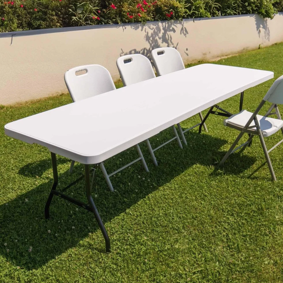 Oxeo Table Pliante Jardin Multifonction 244cm 10 Places Camping Pique-Nique