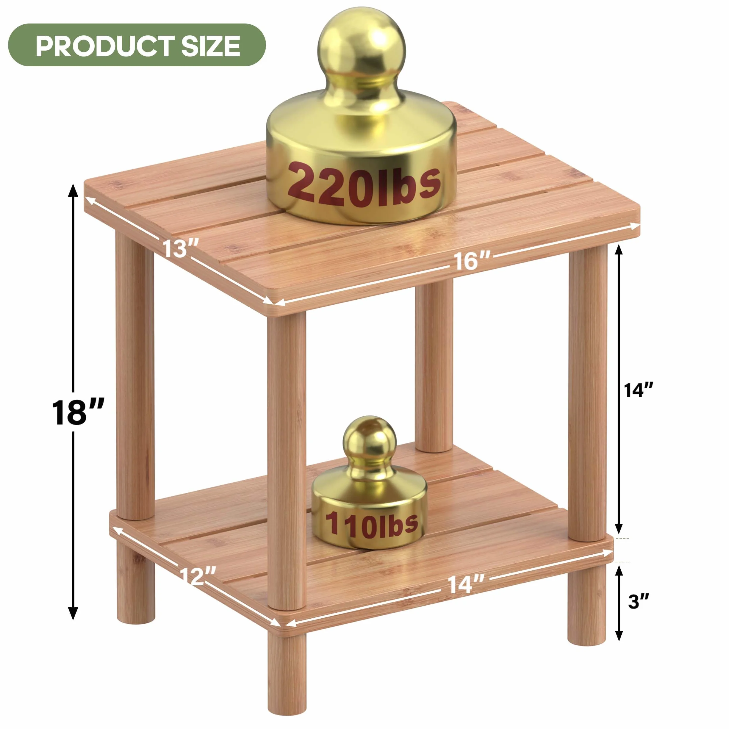 Table d'appoint d'extérieur Adirondack Bambou deux niveaux - Natural