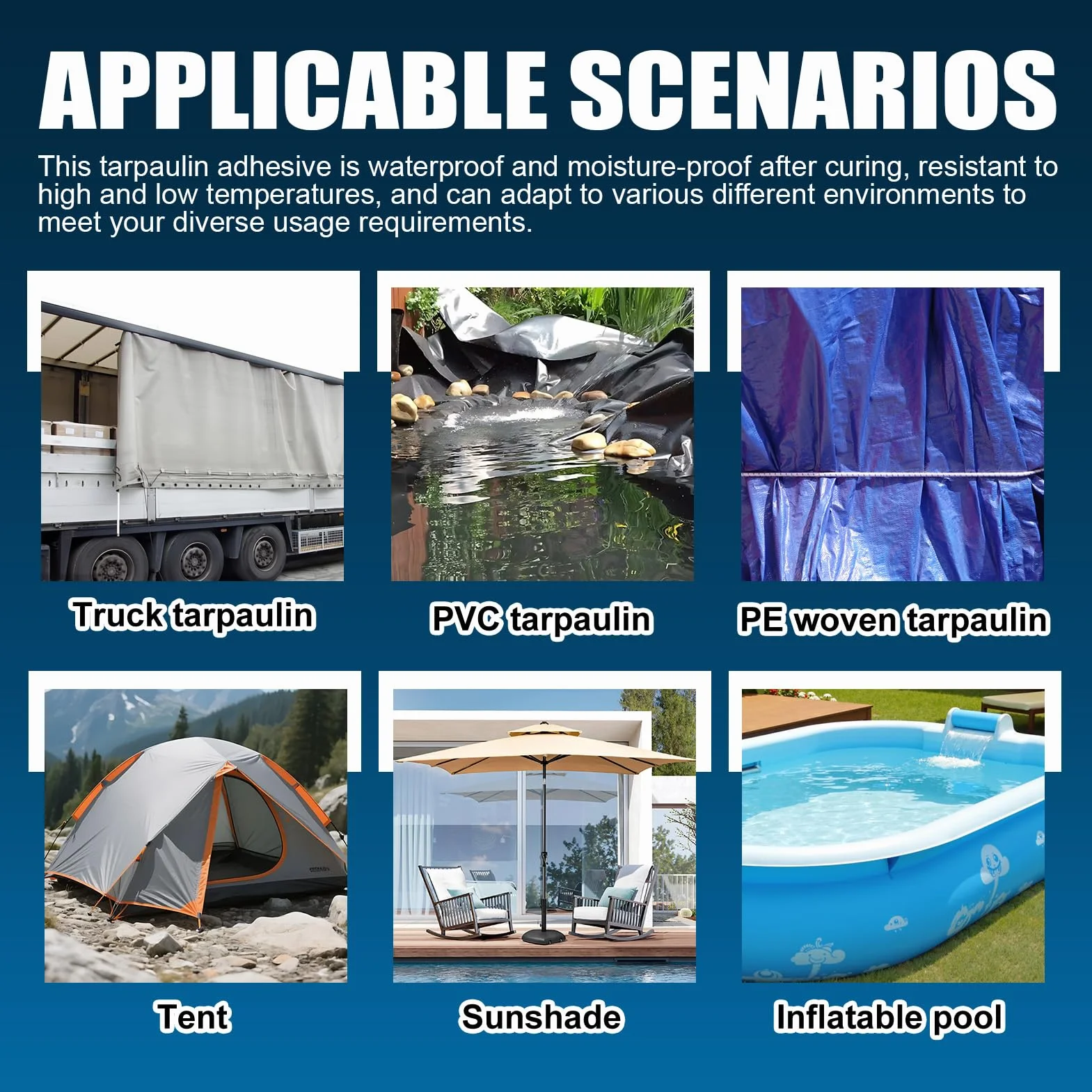 Colle Contact, Colle PVC, colle Bache, Forte Adhérence et Excellentes Propriétés d'Imperméabilité, Convient à la Réparation des Bâches de Camion, des Tentes, des Bâches de Bassin, etc