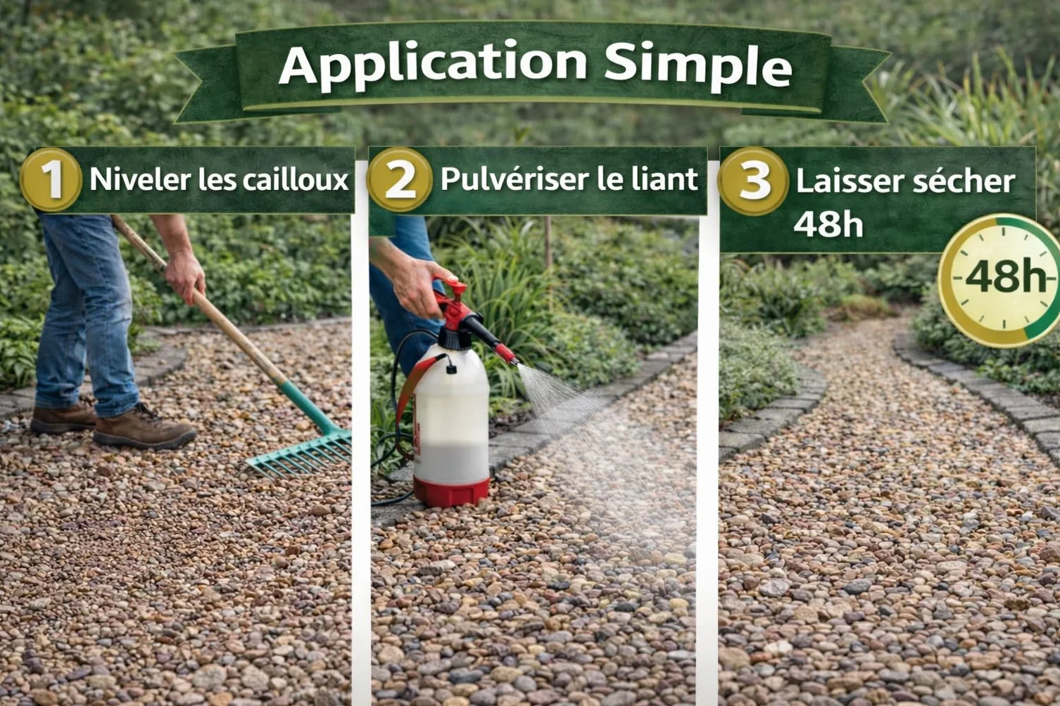 Liant pour Gravier 10L Extérieur – Stabilisateur pour Cailloux et Pierres – Colle pour Allées et Terrasses