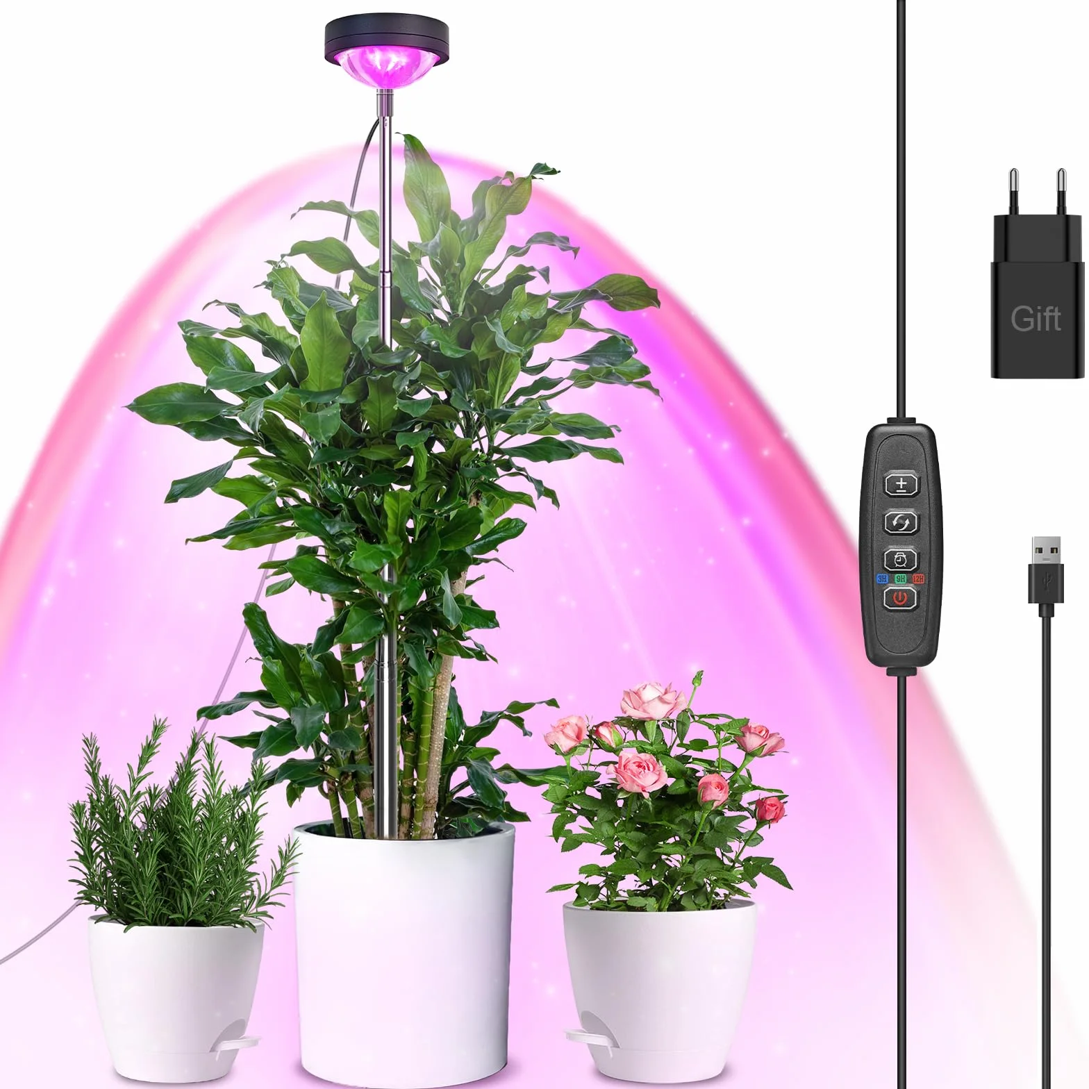 Idealife Lampe de Croissance LED Plein Spectre avec Lentille Optique, PPFD Élevé, 10 Niveaux, Hauteur Réglable