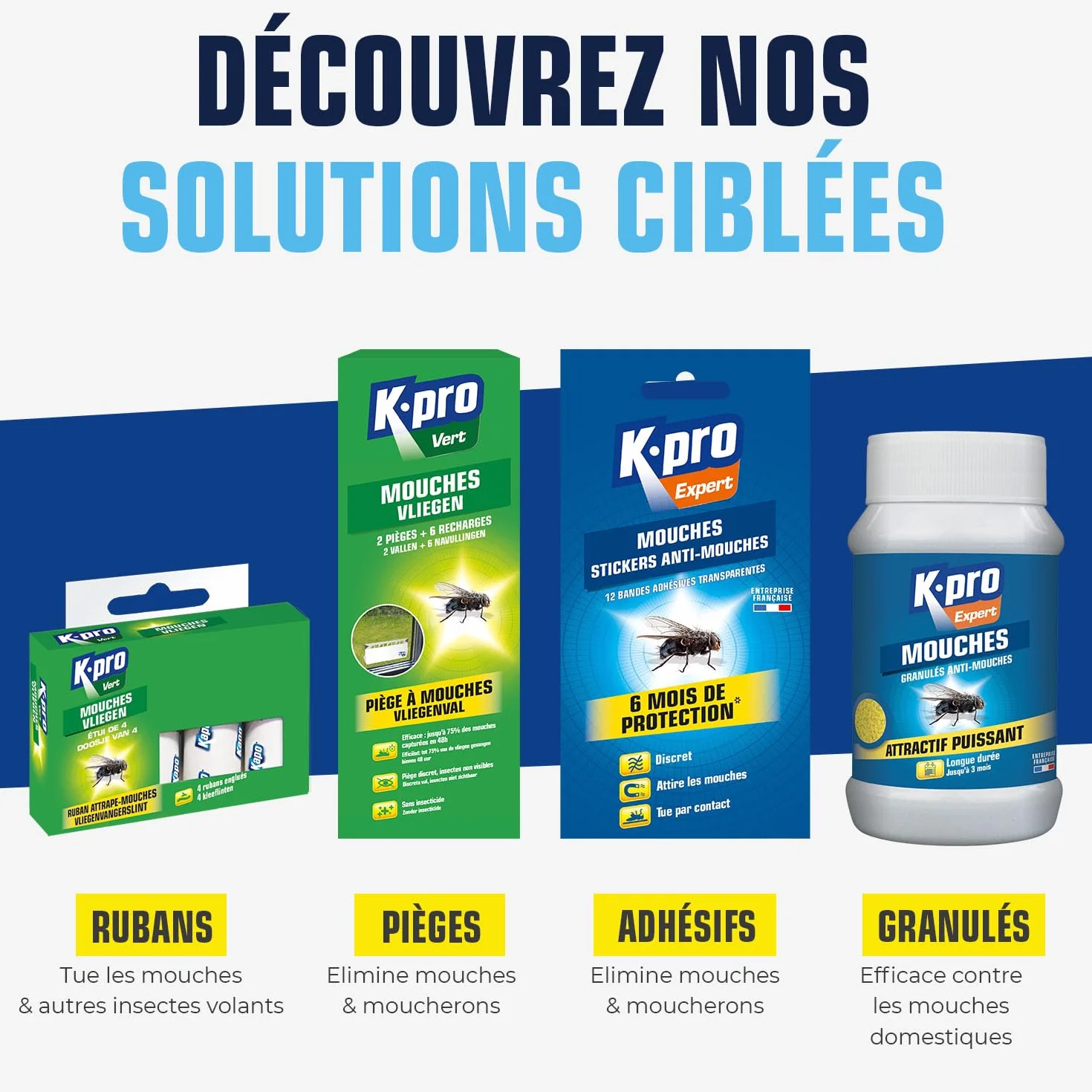 K.PRO Bandes anti-mouches transparentes lot 12, attire élimine mouches moucherons, efficace 6 mois intérieur