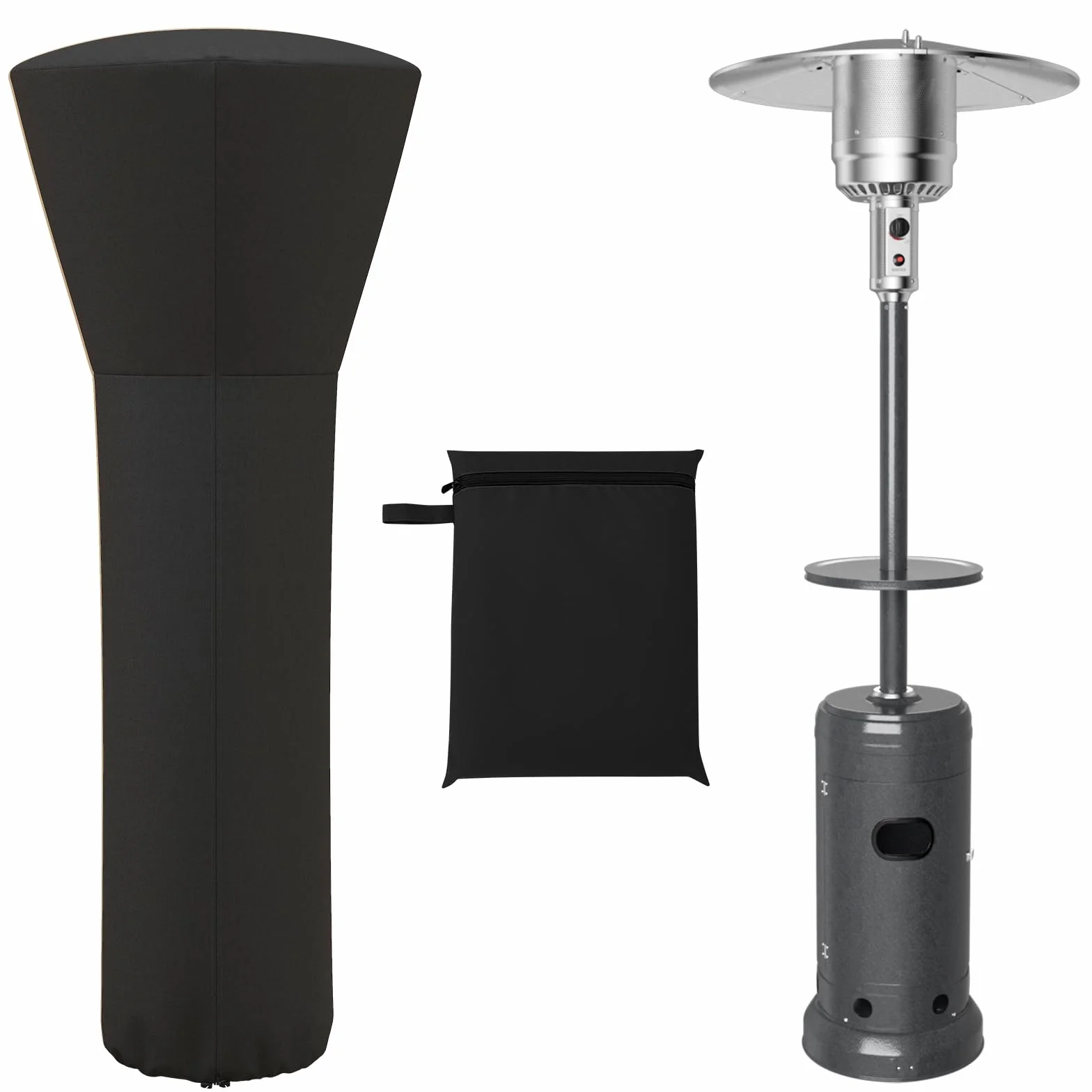 GOPLUS Housse de Chauffage de Terrasse 210D, Imperméable Protection pour Chauffage 220 x 86,5 x 48,5 CM Noir