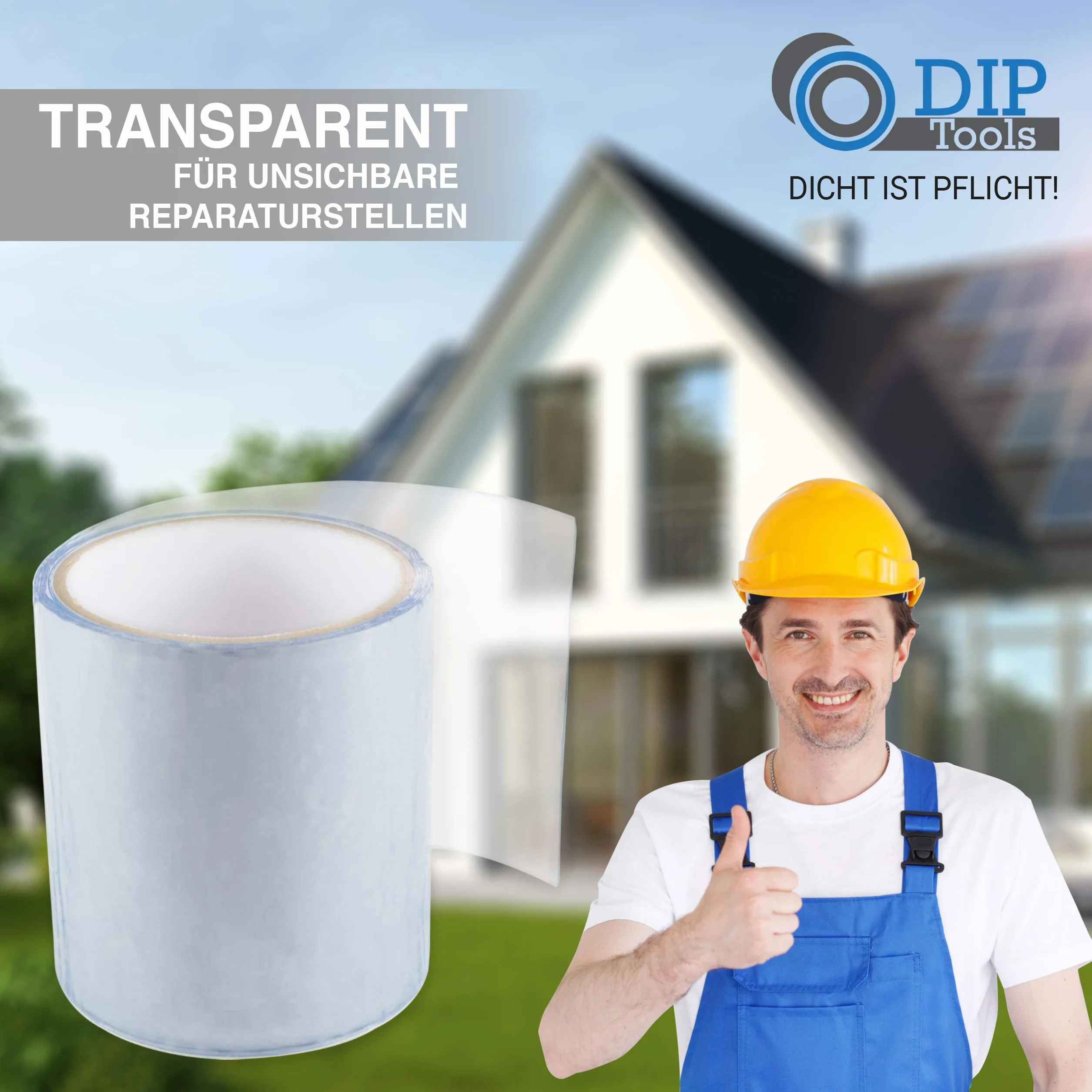 DIP Tools Ruban de réparation étanche 2x1.5m transparent