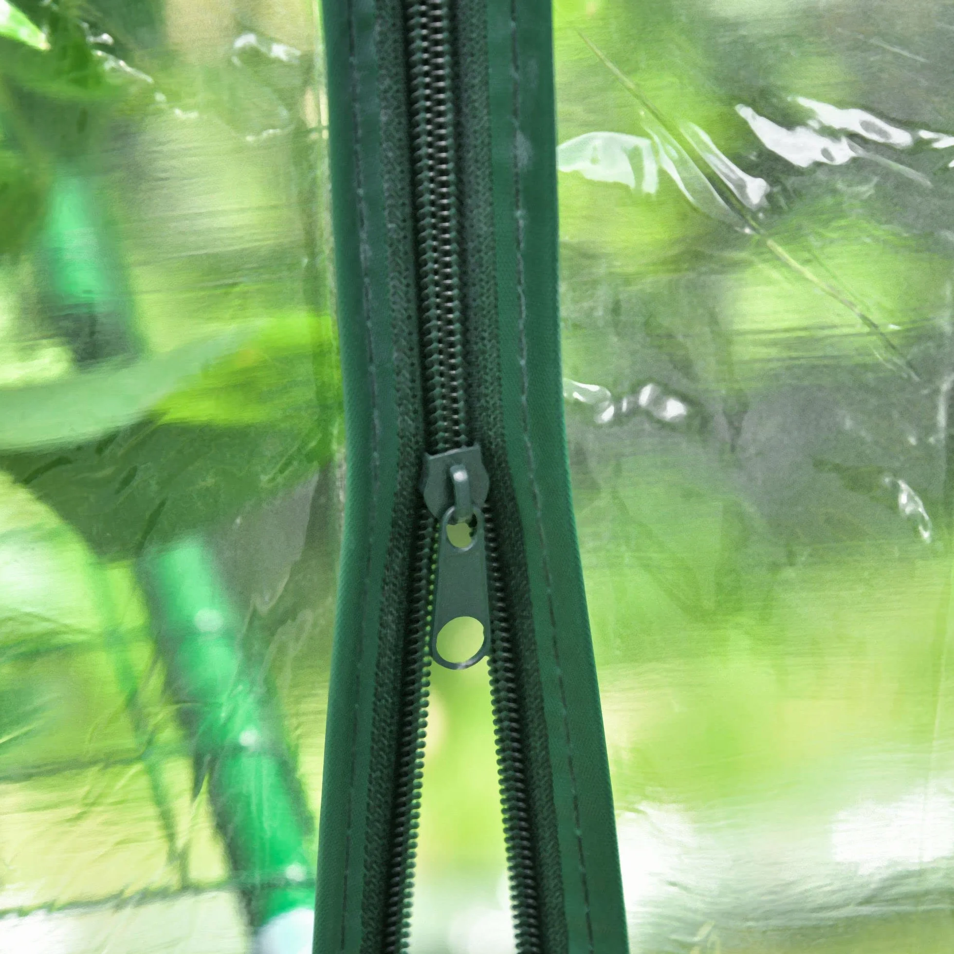 Outsunny Serre de Jardin 3 Niveaux avec étagères, Châssis en Acier, Porte zippée Enroulable, 143x143x195cm