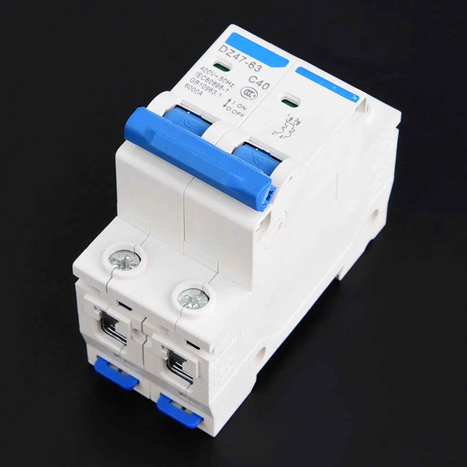 Disjoncteur Miniature AC 400V 2P Din Rail Mount Accueil Protection Contre Les Surcharges Commutateur D'air Pour Les Lignes de Distribution D'éclairage RéSidentiel Système Solaire PV(40A)