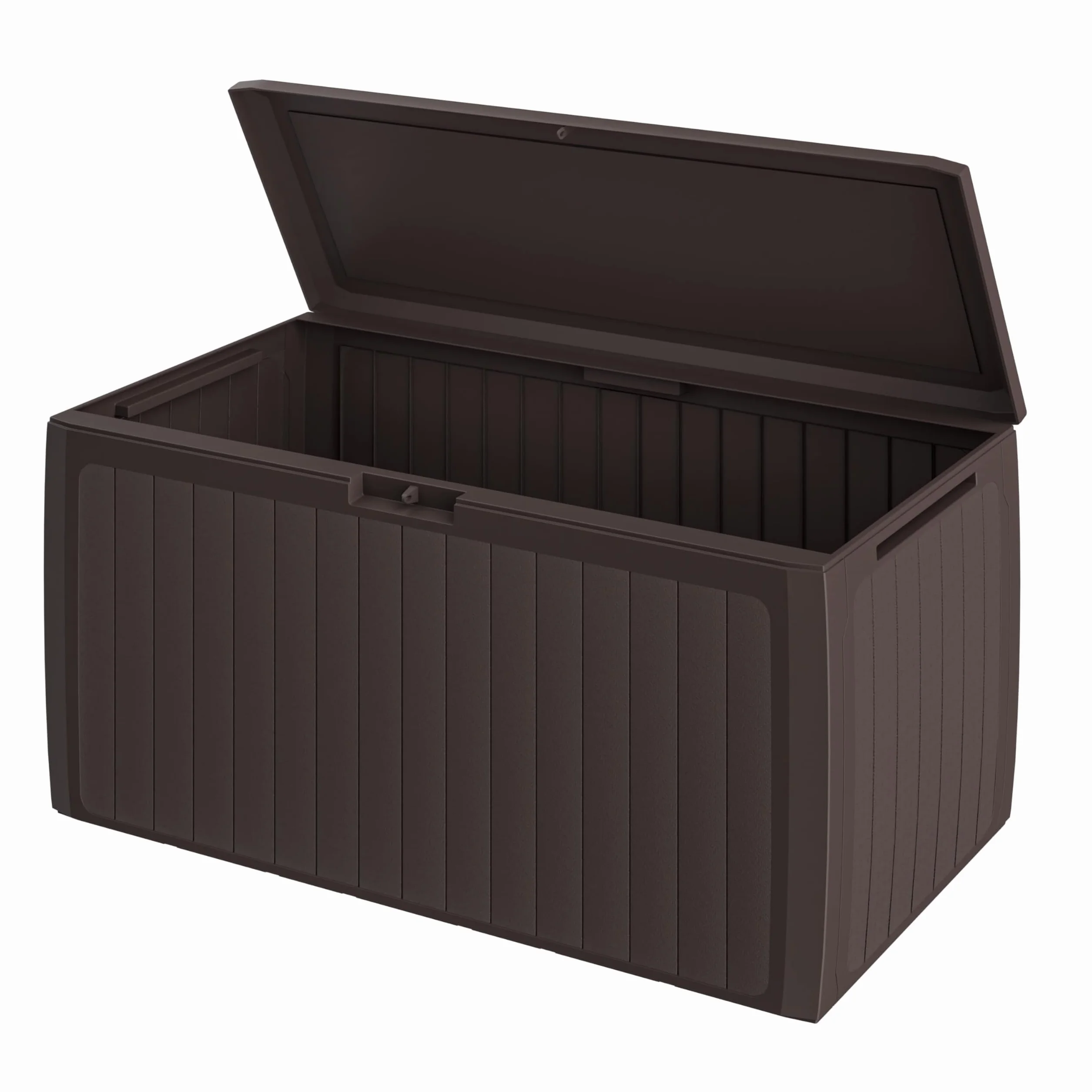 Casaria Coffre de rangement XXL Brun 290L Roulettes Poignées Malle de jardin