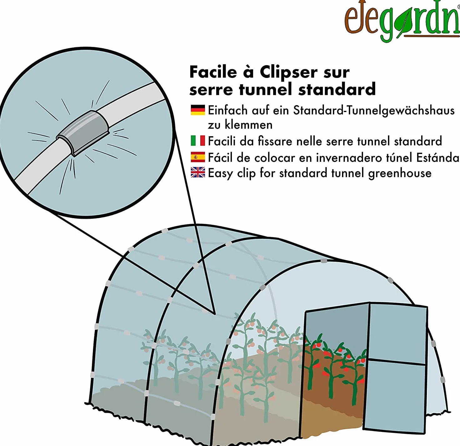 Elegardn Lot de 20 Clips pour Serre 25mm x 30mm Clips en métal avec revêtement Zinc