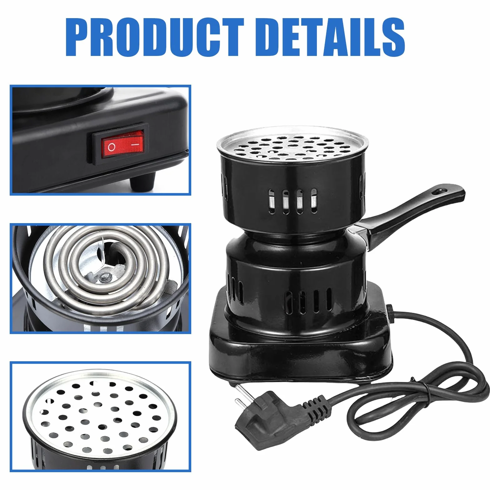 GOMETY Allume-Charbon Électrique 500W, Brûleur Charbon de Bois pour Barbecue et Grill