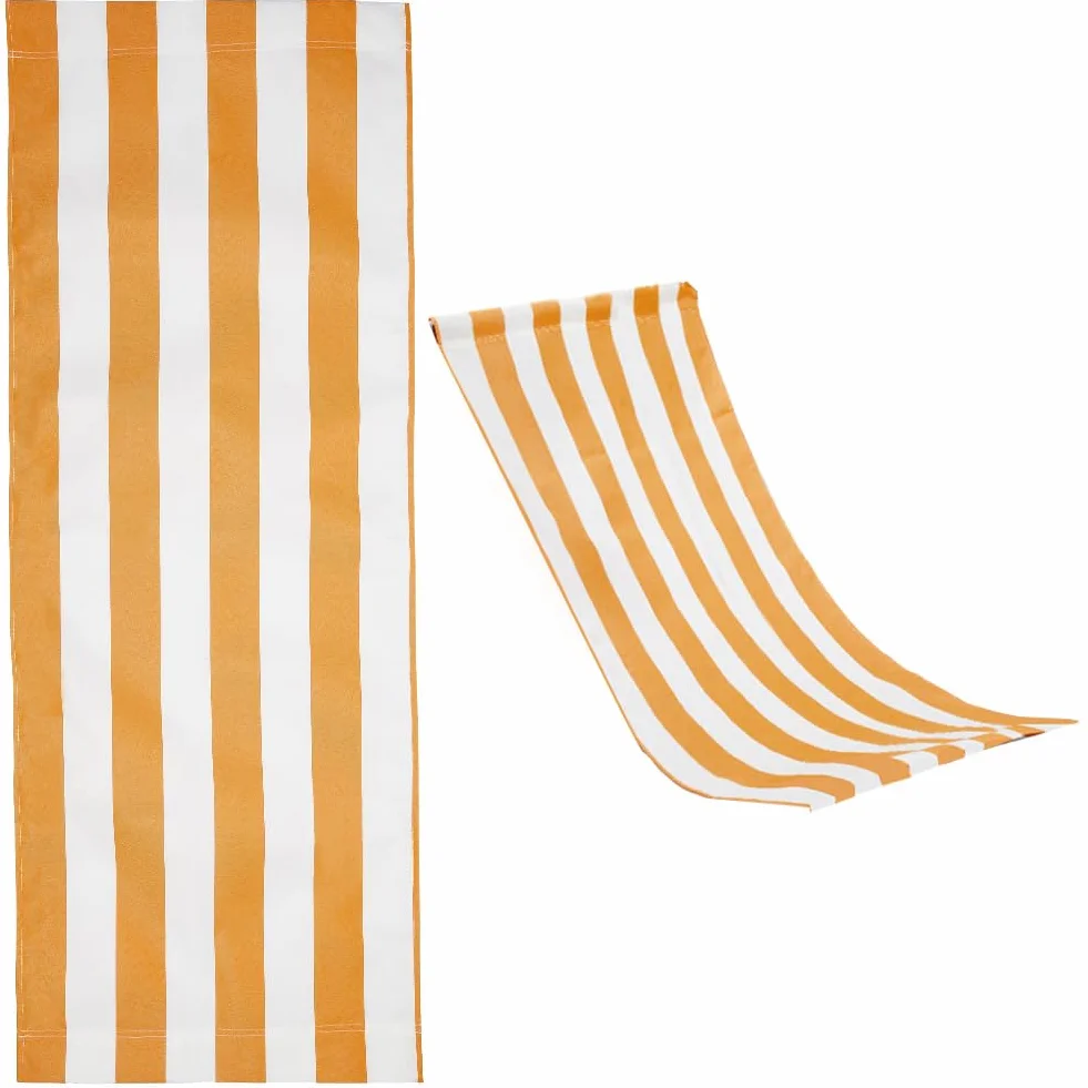 GORGECRAFT Toile de Rechange Chaise de Plage Coton Rayures Jaunes Blanches Tissu Chaise Longue Inclinable Remplacement Jardin