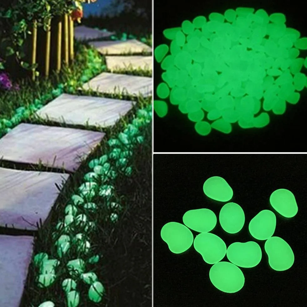 Lot de 50 galets phosphorescents jaunes pour jardin SPORTARC