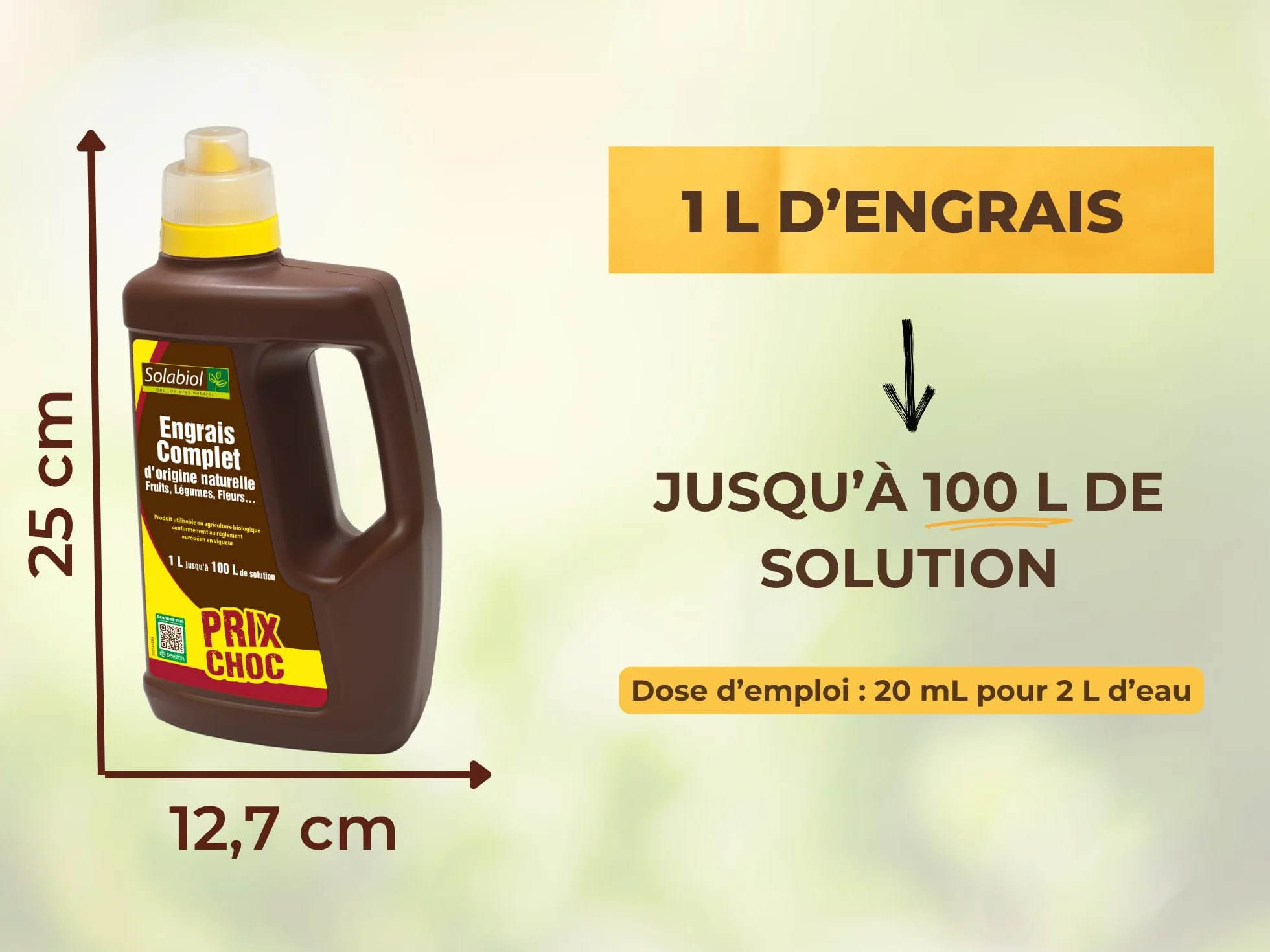 SOLABIOL Engrais Complet Liquide Universel 1L - Jusqu'à 100L Solution - Tous Types Cultures Agriculture Biologique