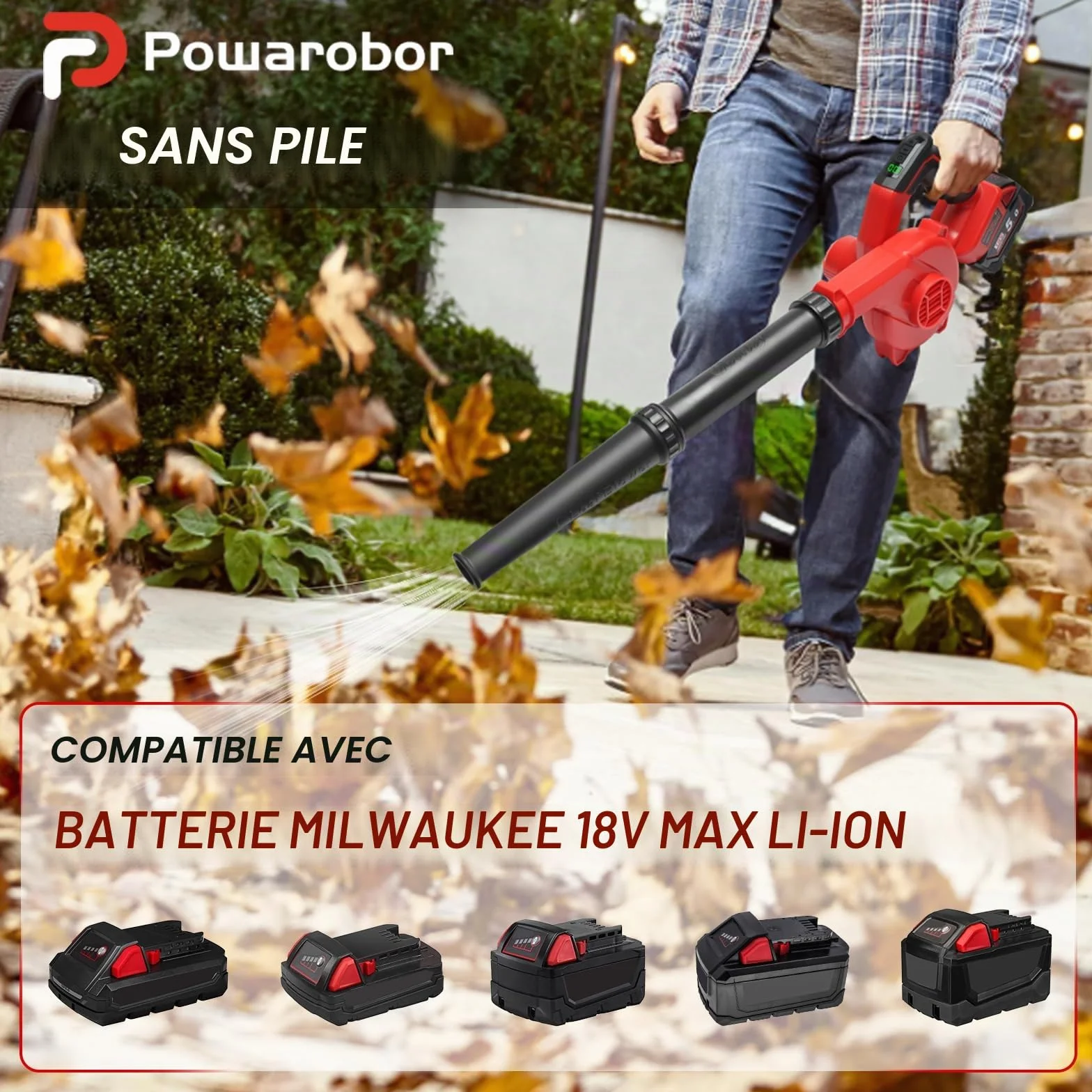 Souffleur à Feuilles sans Fil 18V pour Batterie Milwaukee, souffleur électrique pour pelouse, déneigement