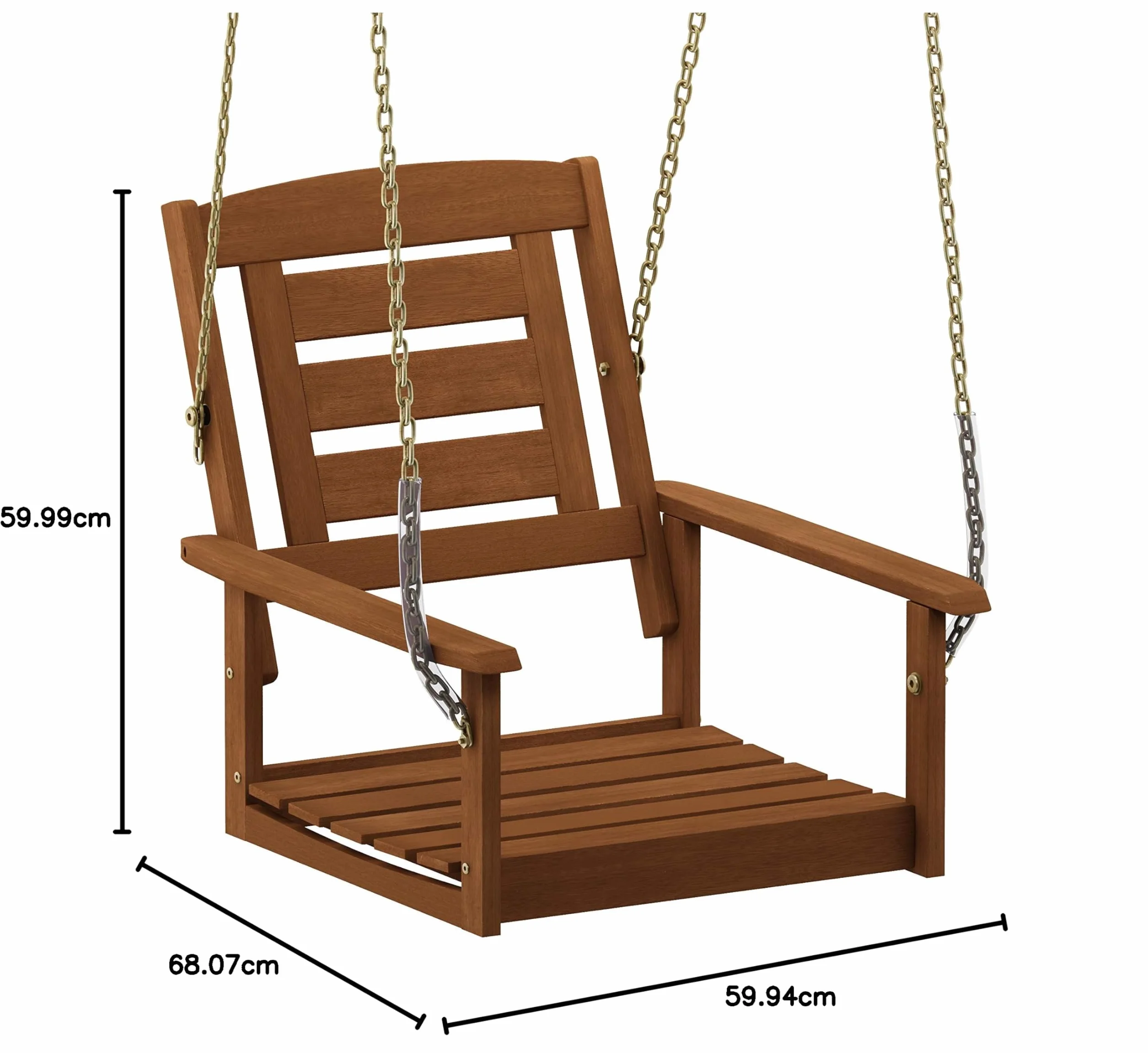 Furinno Tioman Hardwood Balançoire Suspendue Simple avec Chaîne, Naturel, Bois