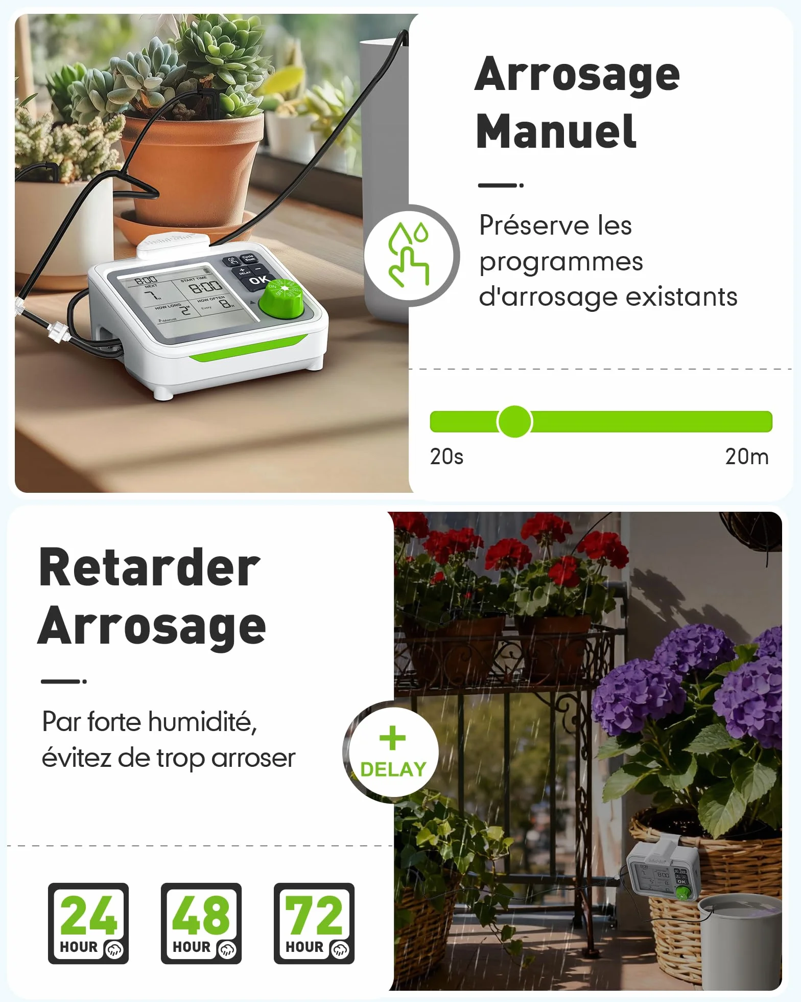 RAINPOINT Système d'irrigation automatique goutte à goutte rechargeable pour 20 plantes d'intérieur