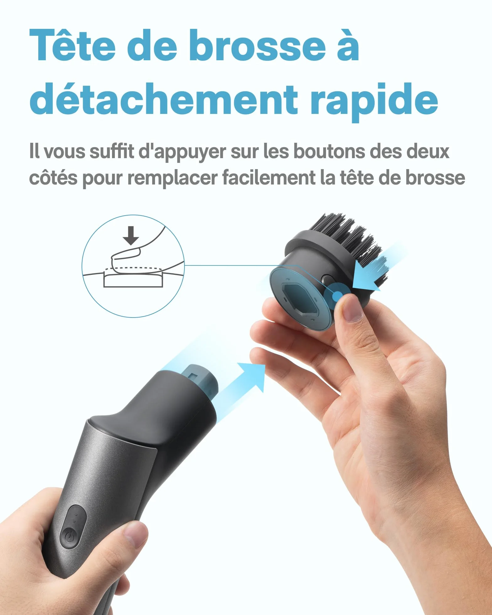 HOTO Brosse Nettoyage Electrique Rotative, IPX7 Imperméable, Brosse Rotative Électrique, Brosse Nettoyage Salle de Bain sans Fil, avec Poignée Réglable et 6 Têtes Brosse, pour Salle de Bain et Cuisine