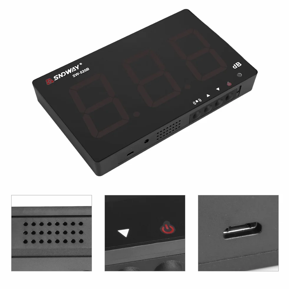 30~130 dB Sonomètre de Numérique Monté au Mur Sonomètre Enregistreur avec 9.6" Affichage LCD USB Testeur de Mesure de Bruit avec Enregistreur de Données et Alarme(SW-525B)