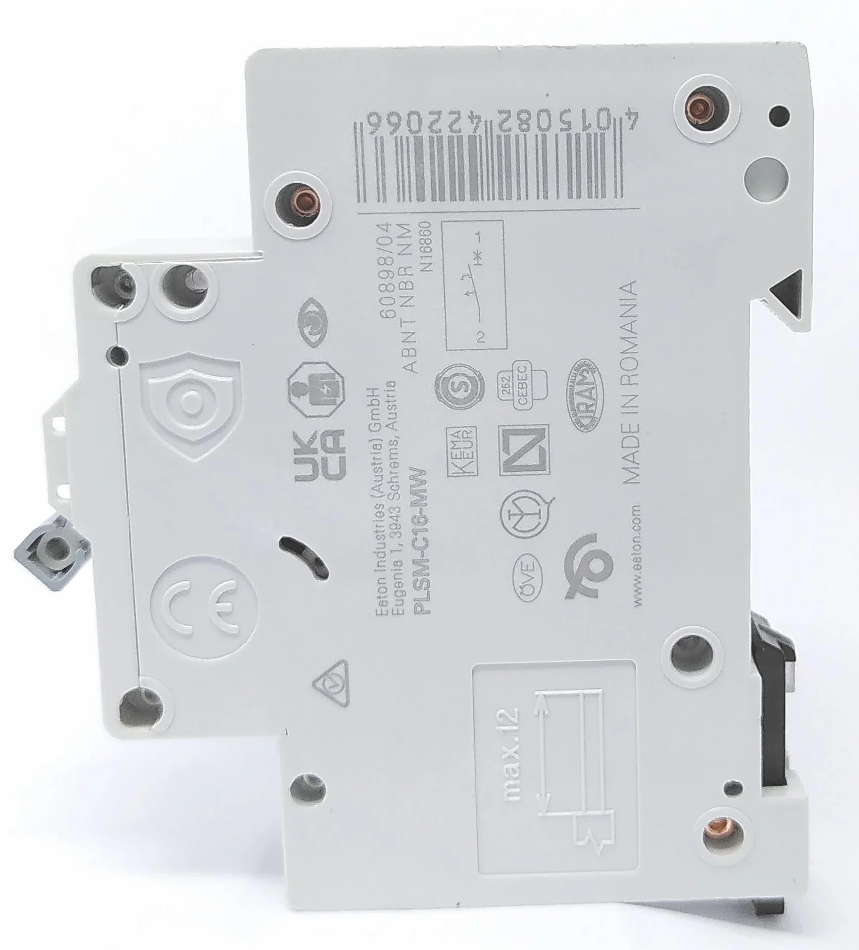 Eaton PLSM-C16-MW Disjoncteur 16 A 1P 1 pôle C Caractéristique C Interrupteur LS (242206 Alt 244734)