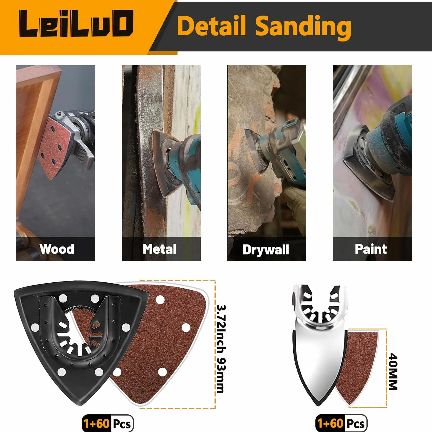 LEILUO Kit d'accessoires oscillant multitool 155 pièces Pour couper poncer et jointoyer Lames de scie oscillantes universelles avec sac de rangement Compatible avec DeWalt Dremel Makita et plus