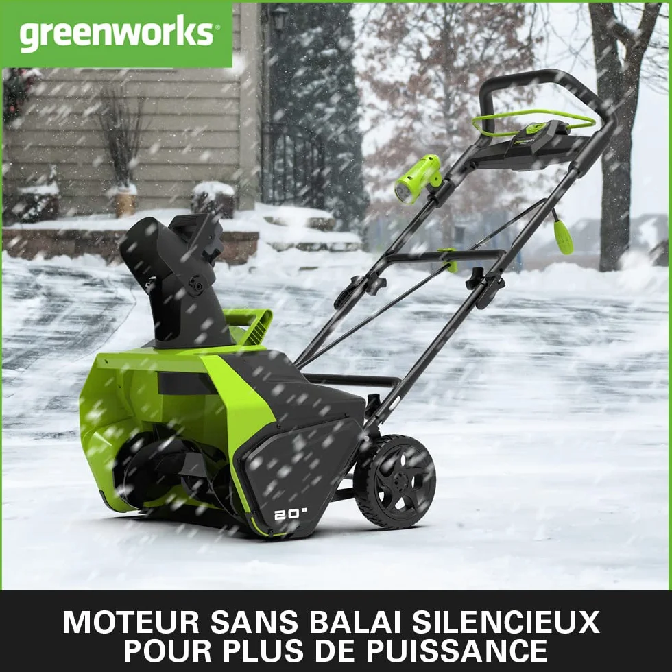 Greenworks GD40ST Souffleuse à Neige Sans Fil Moteur Sans Balai 51 cm 40V