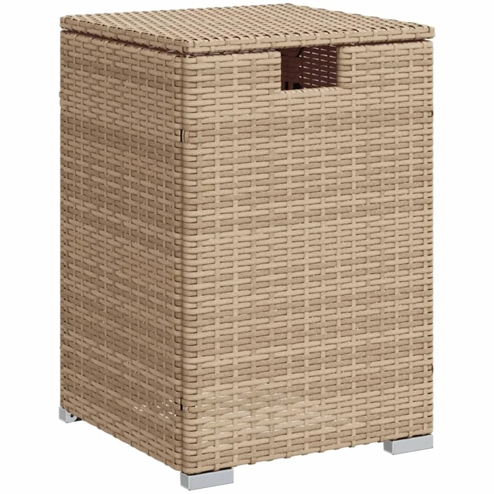 vidaXL Table de Couverture de Bouteille de Propane, Boîte de Rangement, Support de Jardin, Beige Résine Tressée