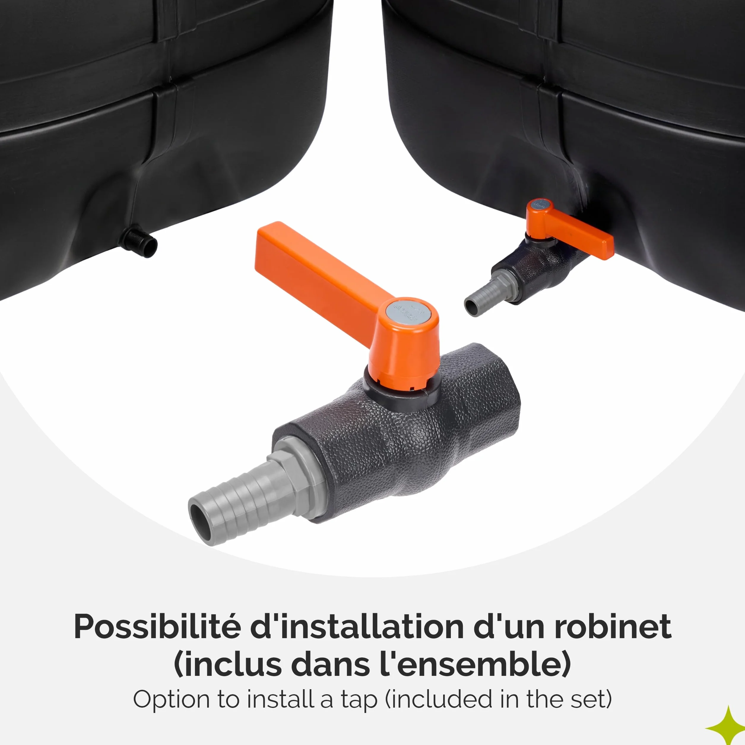 Garronda Réservoir d’Eau 280 litres avec Couvercle – Grand Récupérateur d’Eau de Pluie Noir