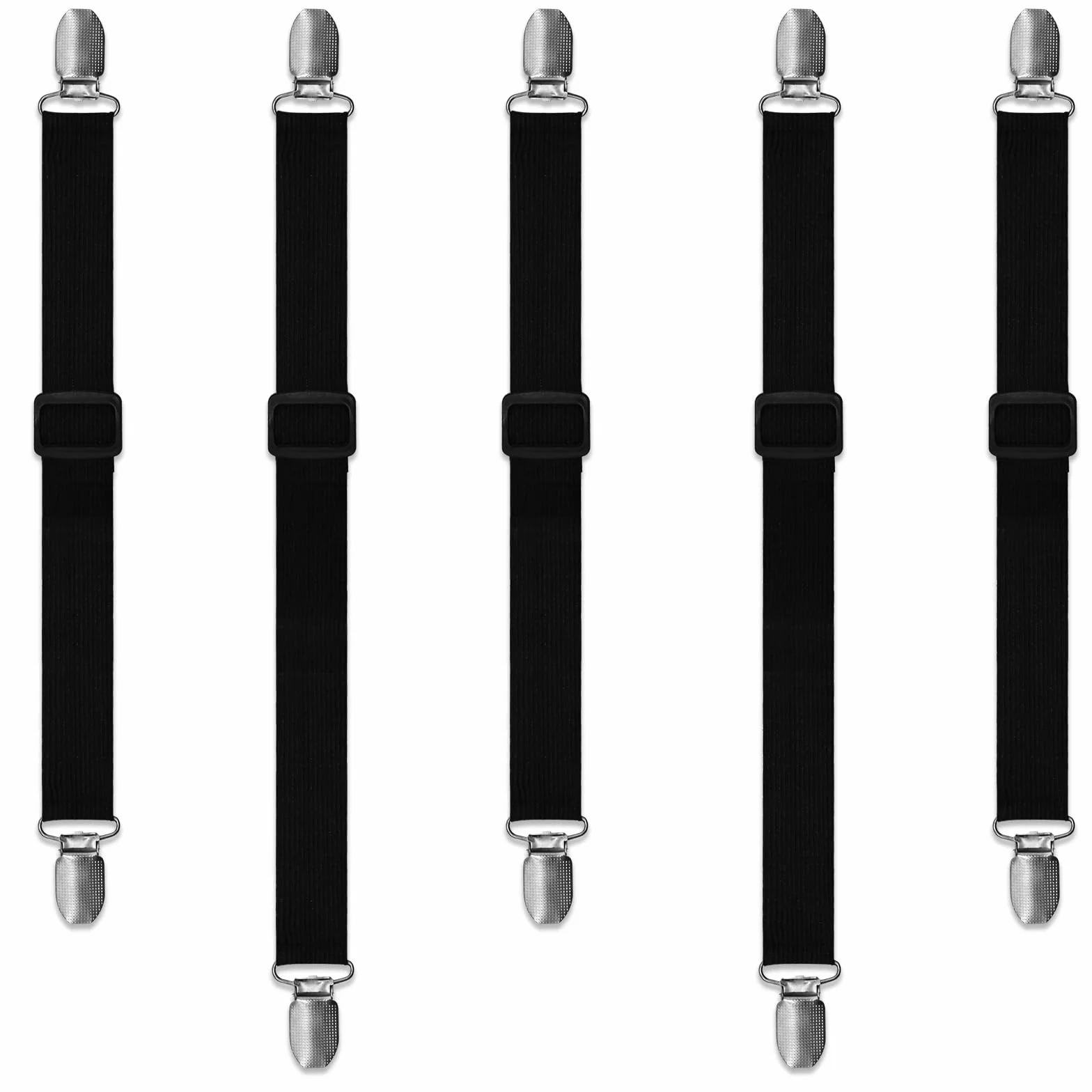 Attache Nappe Exterieur Réglable Élastique 5 Pièces pour Table Pique-Nique Canapé (Noir)