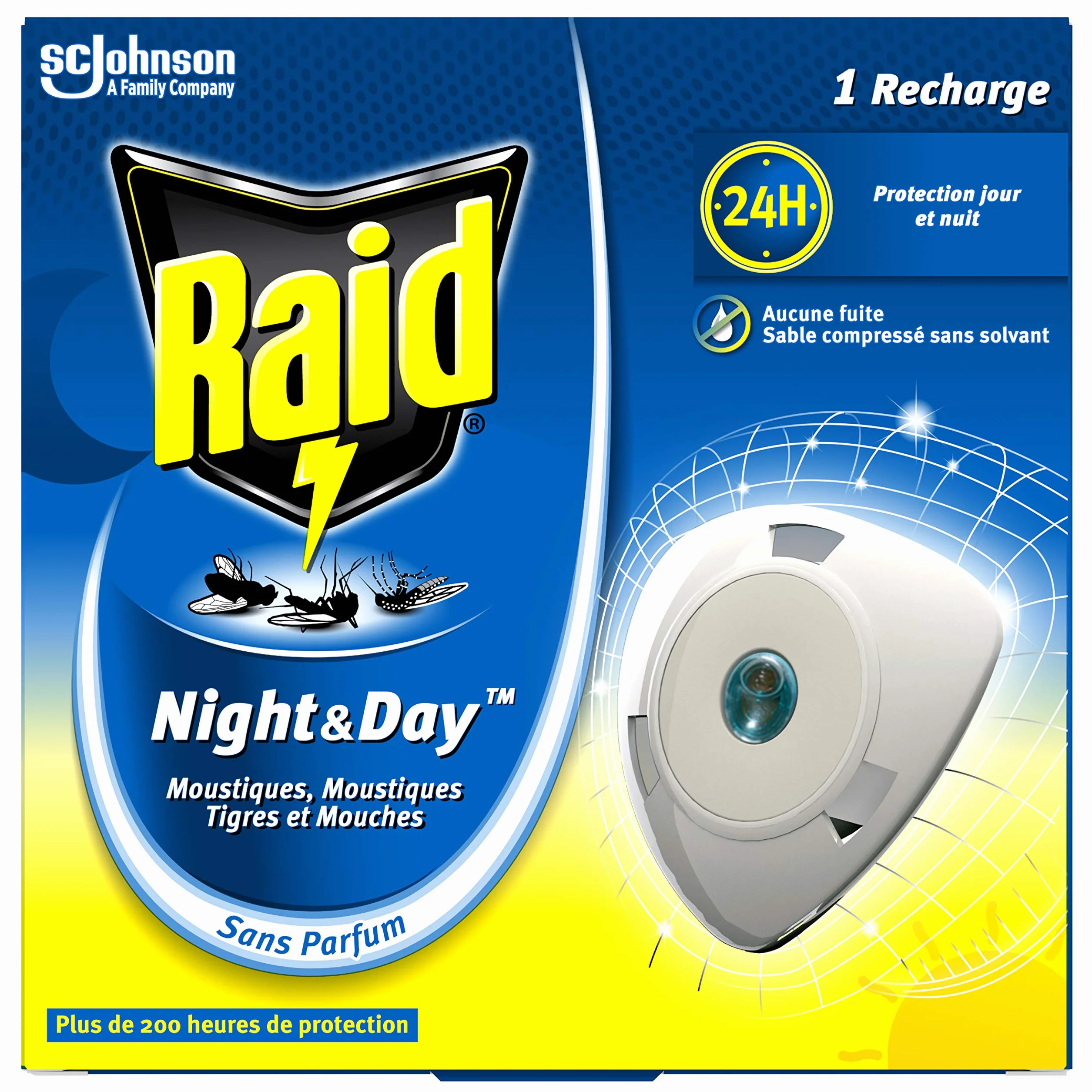 Raid Electrique Night&Day Recharge Mouches Moustiques Tigres 240 Heures Lot de 3
