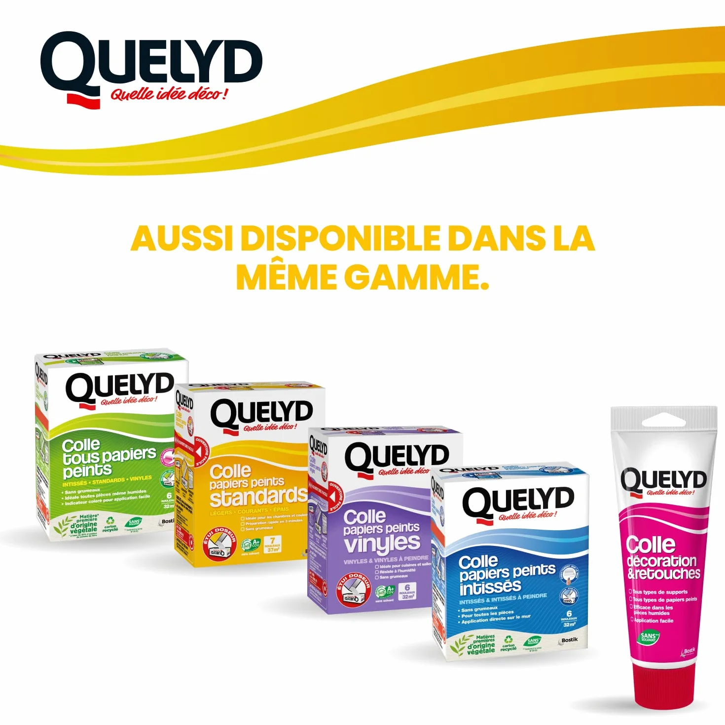 Quelyd Colle Papiers Peints Standards – Idéale pour Chambres et Couloirs – Prête en 3 Minutes – Dosage Ultra Facile – Sans Grumeaux – Sans Solvant – Poudre 250 g (7 rouleaux)