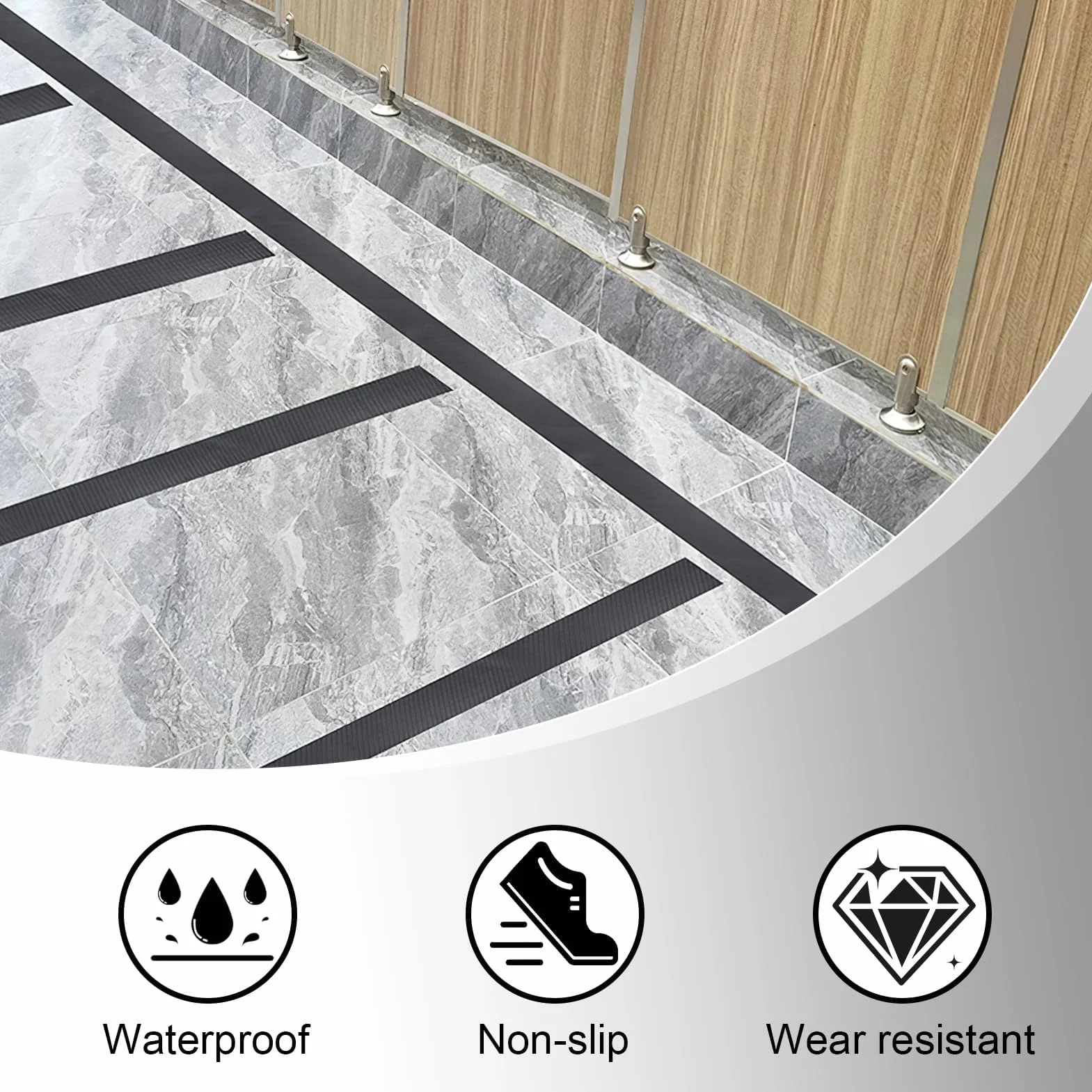 Ruban adhésif en caoutchouc – Imperméable ultra fort antidérapant pour poignées, bricolage, sécurité et confort – Alternative au super puissant pour tapis (5 cm x 3 m, noir)