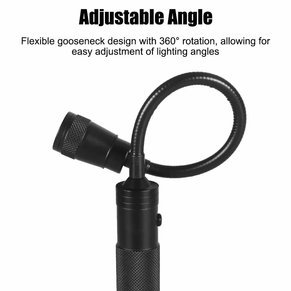 Lampe de Barbecue Télescopique Zoom Col de Cygne Flexible 360° Base Magnétique Extérieur