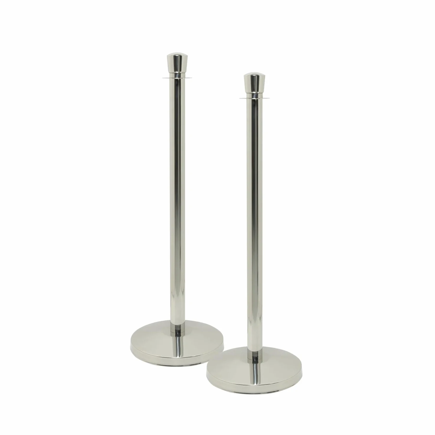 SECURIT - Ensemble de 2 Poteaux Avec Bande Rétractable | Pour Bar, Restaurant, Boîte de Nuit, Boutique - H93 cm - Coloris Acier Brossé - Acier Inoxydable - Nylon - Couleur Chrome