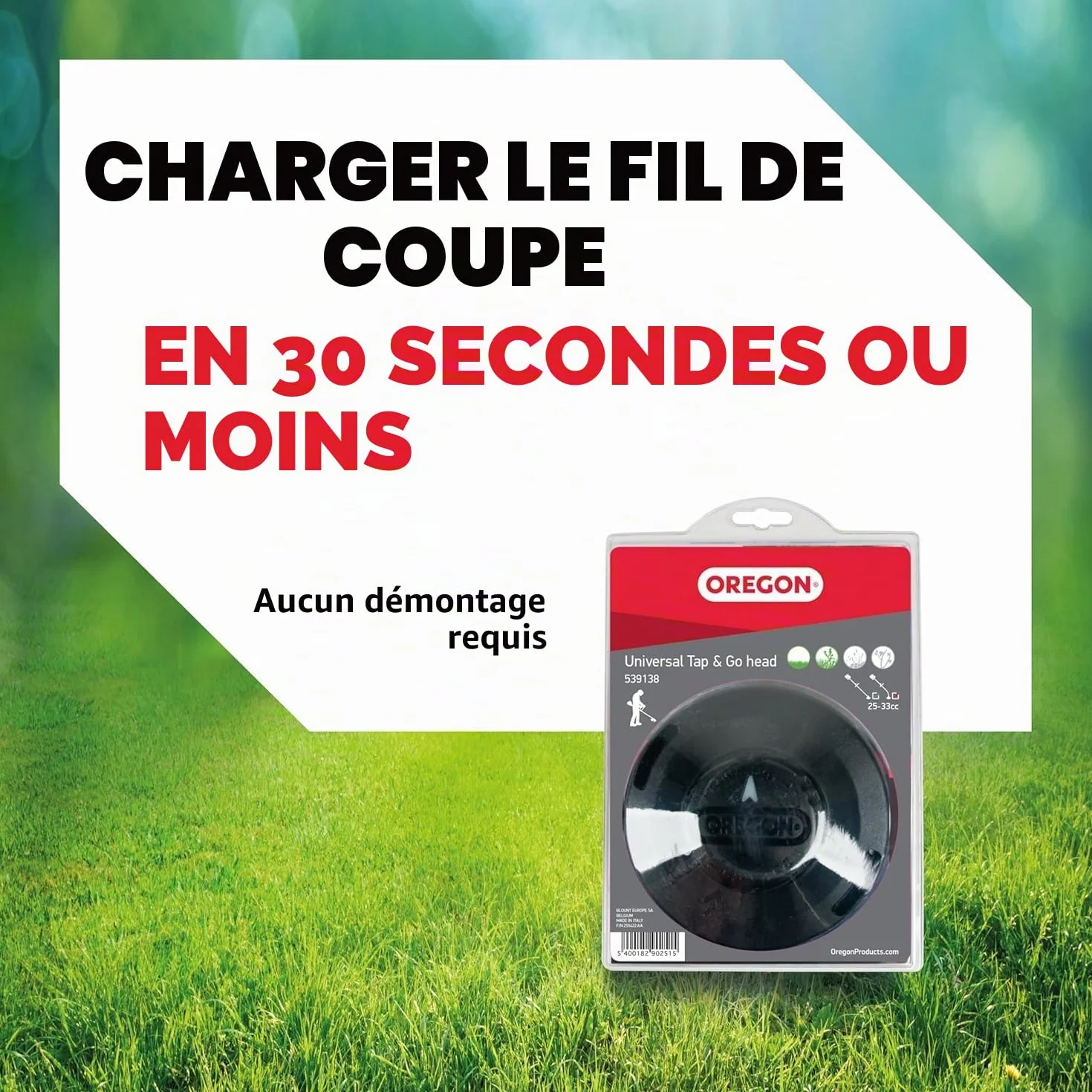 Oregon Tête de débroussailleuse universelle Boltless Tap and Go 130 mm pour herbe