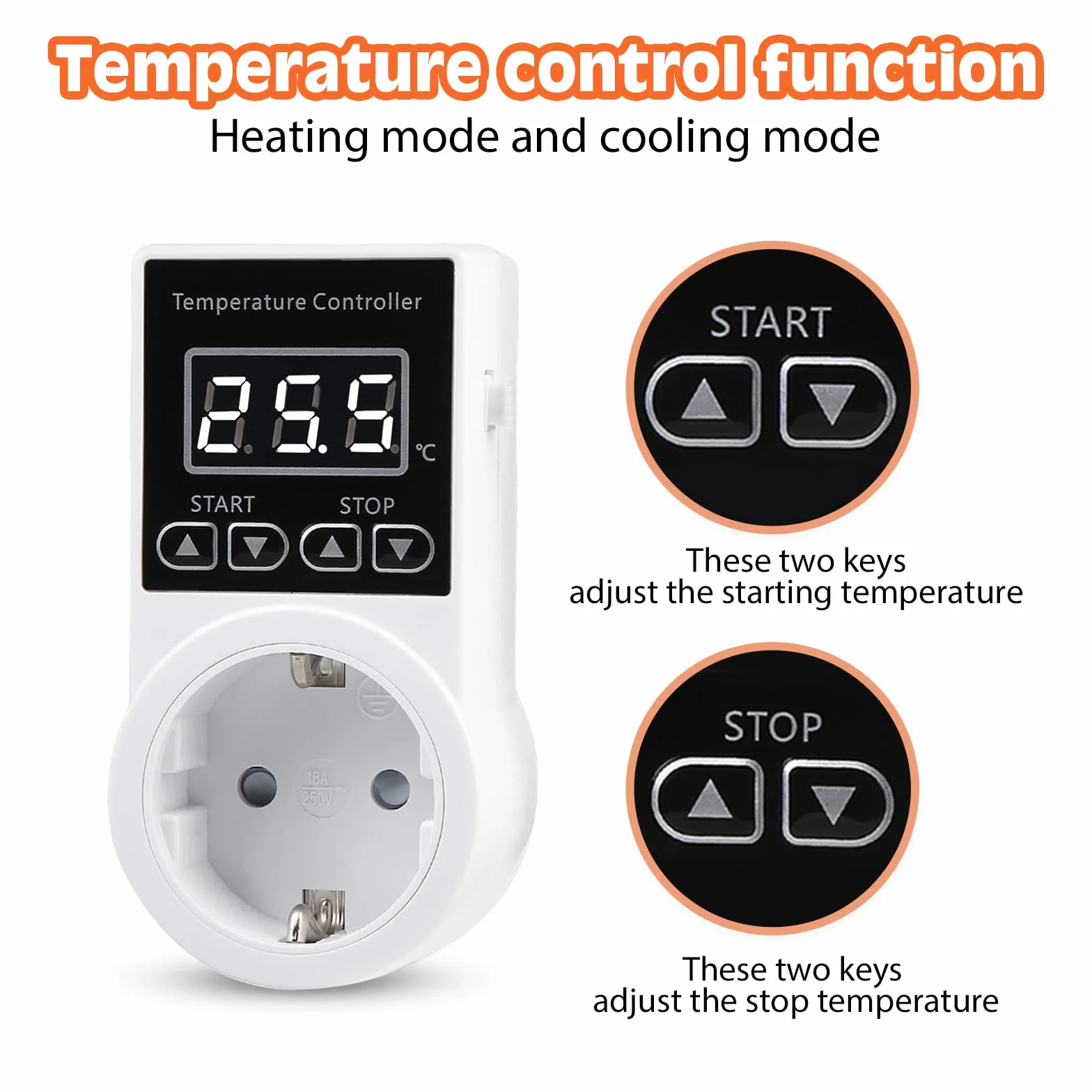 Vaileal Thermostatique Numérique avec Capteur, Interrupteur de Température Étanche, Thermostat Intelligent pour Serre