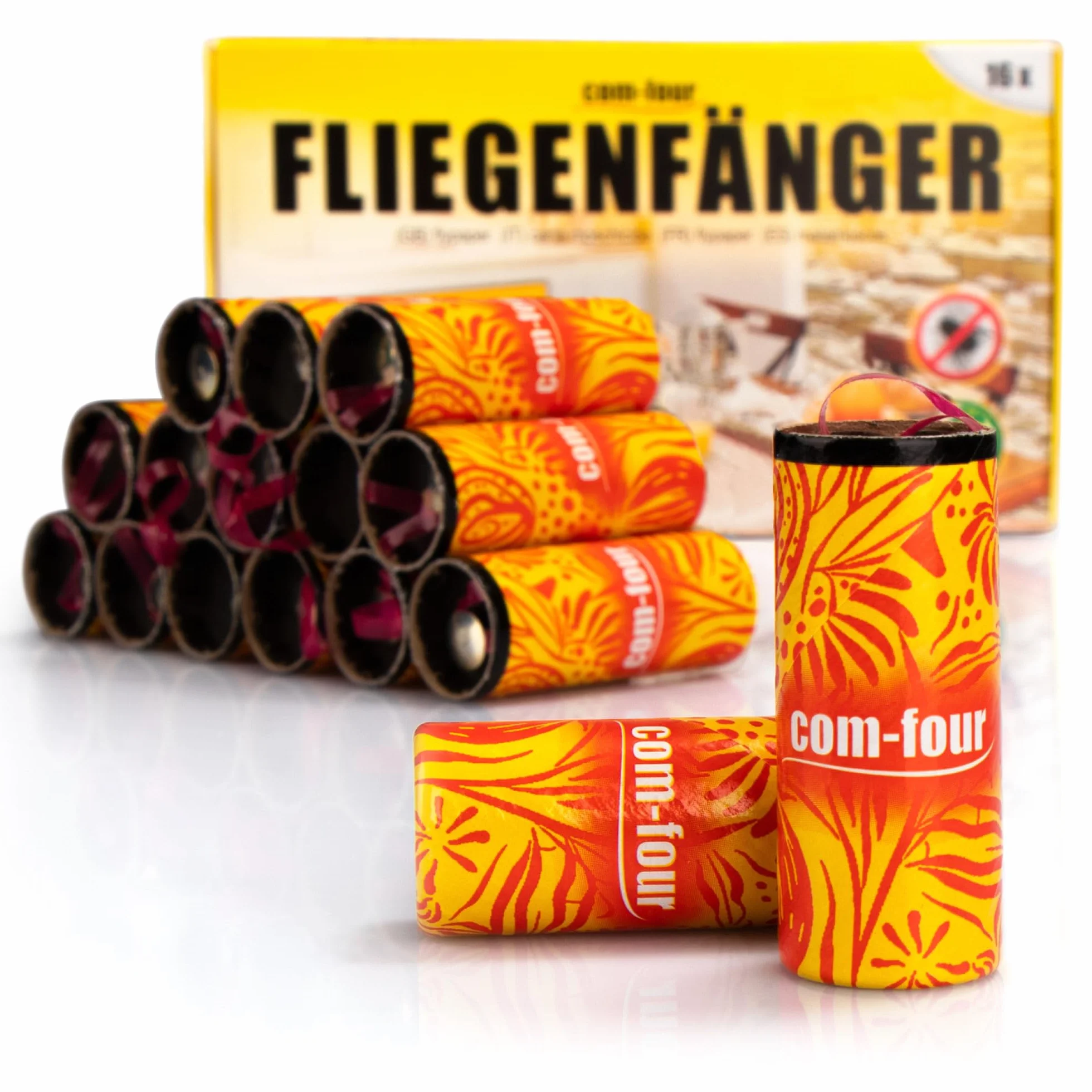 COM-FOUR 16x piège adhésif Premium pour Attrape-Mouches - pièges à Mouches en Rouleau Contre Les Insectes