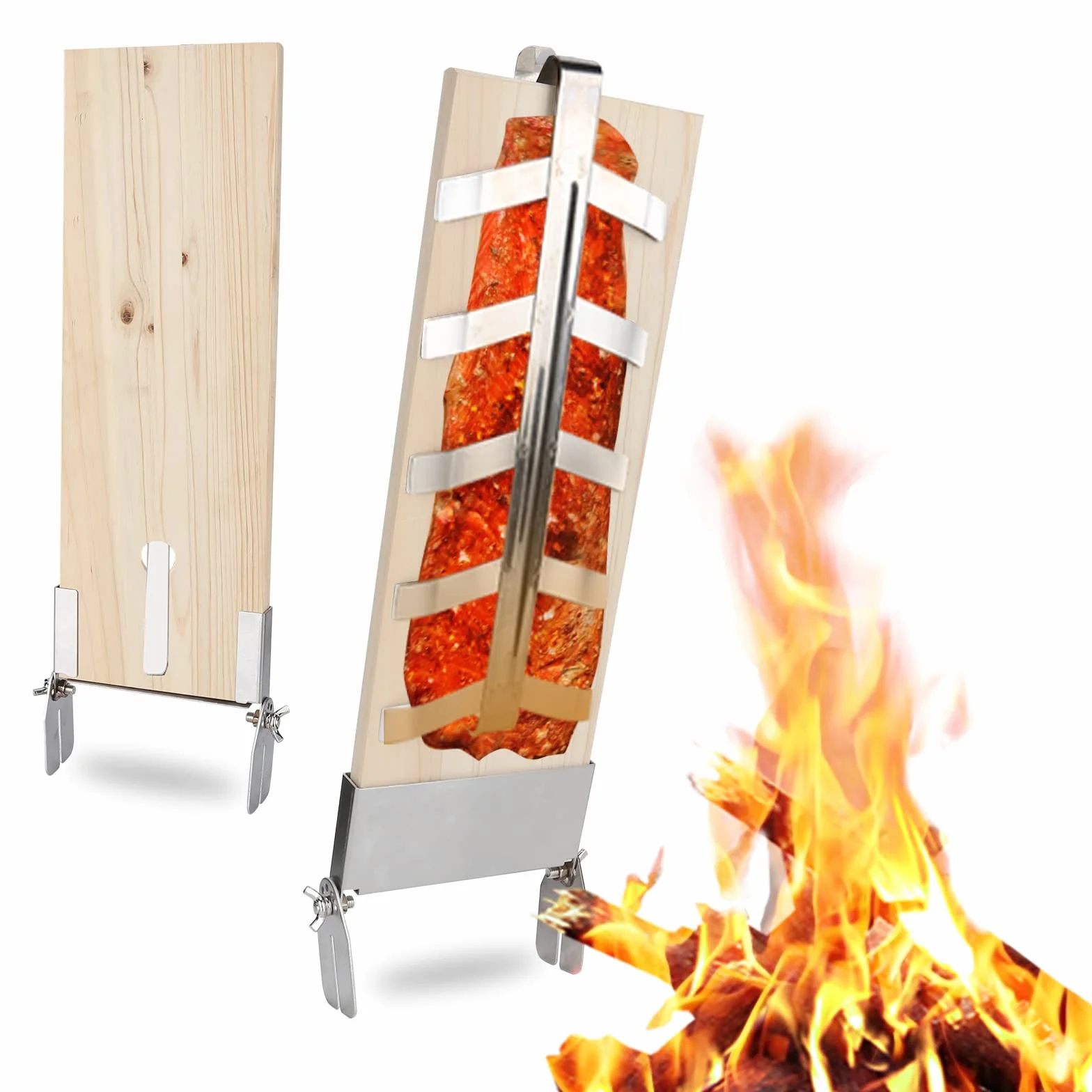 Planches à saumon flammé Ikodm avec support réversible 2,5 kg cèdre