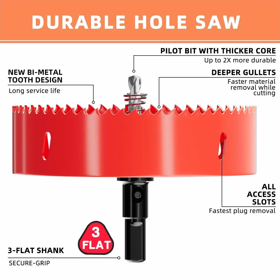 Scie cloche GARHWAL HSS M42 Bi-Métal 150 mm - Avec Adaptateur et Foret de centrage - Idéale pour bois, plastique, cloisons sèches, contreplaqué et métaux - Profondeur de coupe jusqu'à 32 mm