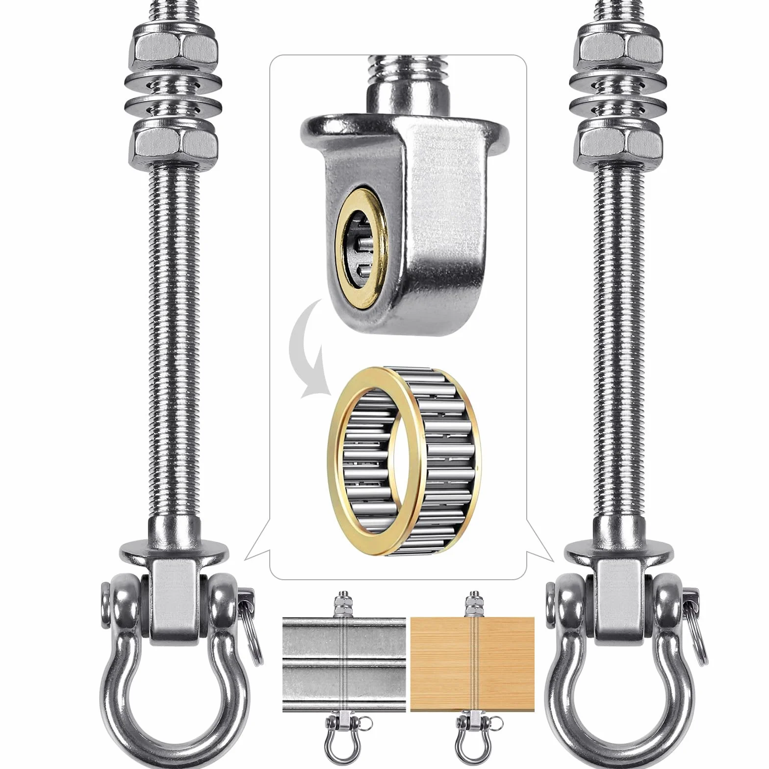 BeneLabel Mousqueton de Suspension pour Hamac 17.5cm Kit de Montage Pivotant 180° 1500lbs