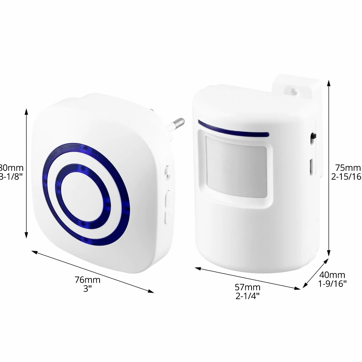 QWORK® Sonnette sans Fil, Sonnette entrée Magasin, 1 Récepteur et 1 détecteur de Mouvement PIRcapteur, 38 Mélodies au 3 Niveau volumes