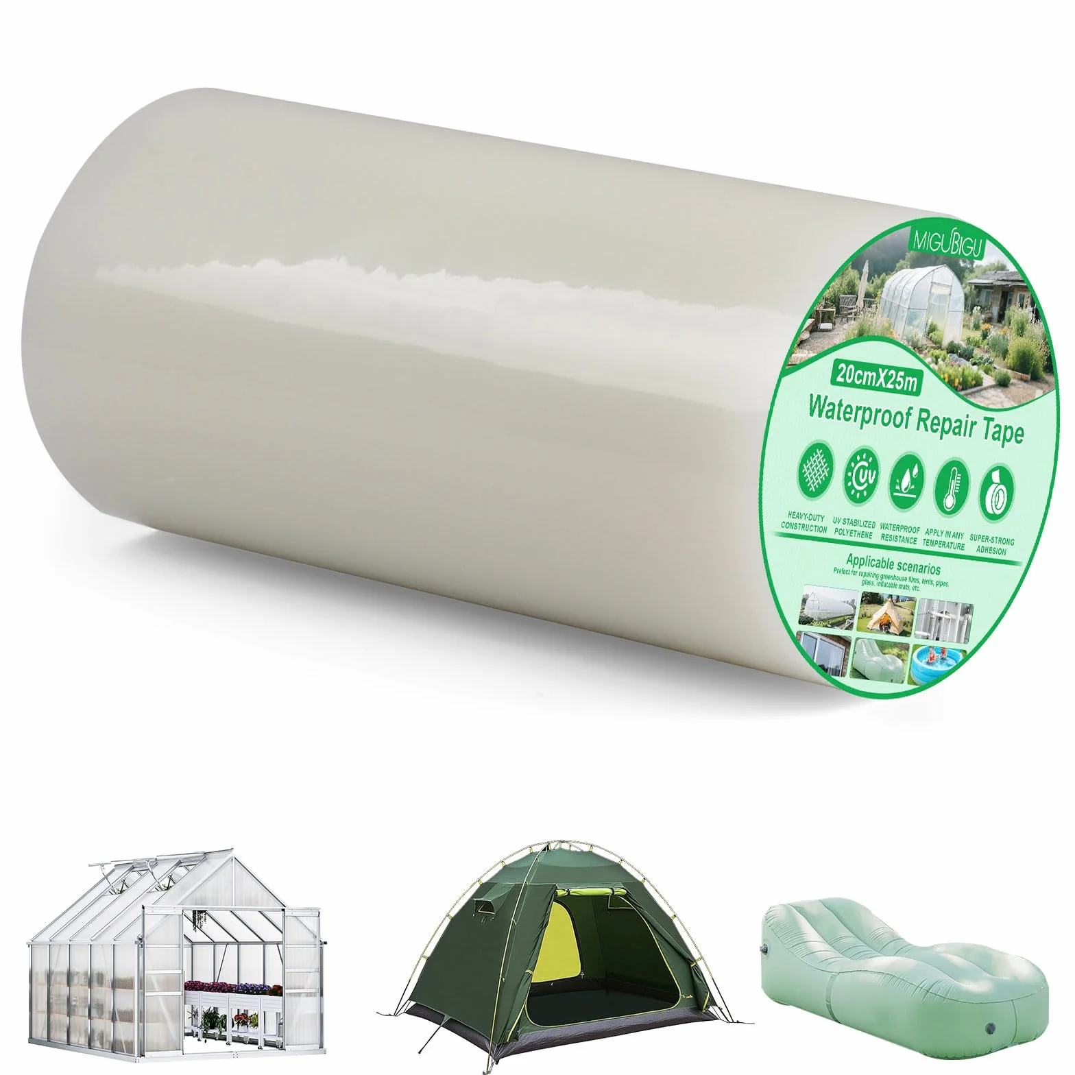 Ruban de Réparation pour Serre 25 m x 20 cm 0,15 mm Adhésif Transparent Etanche