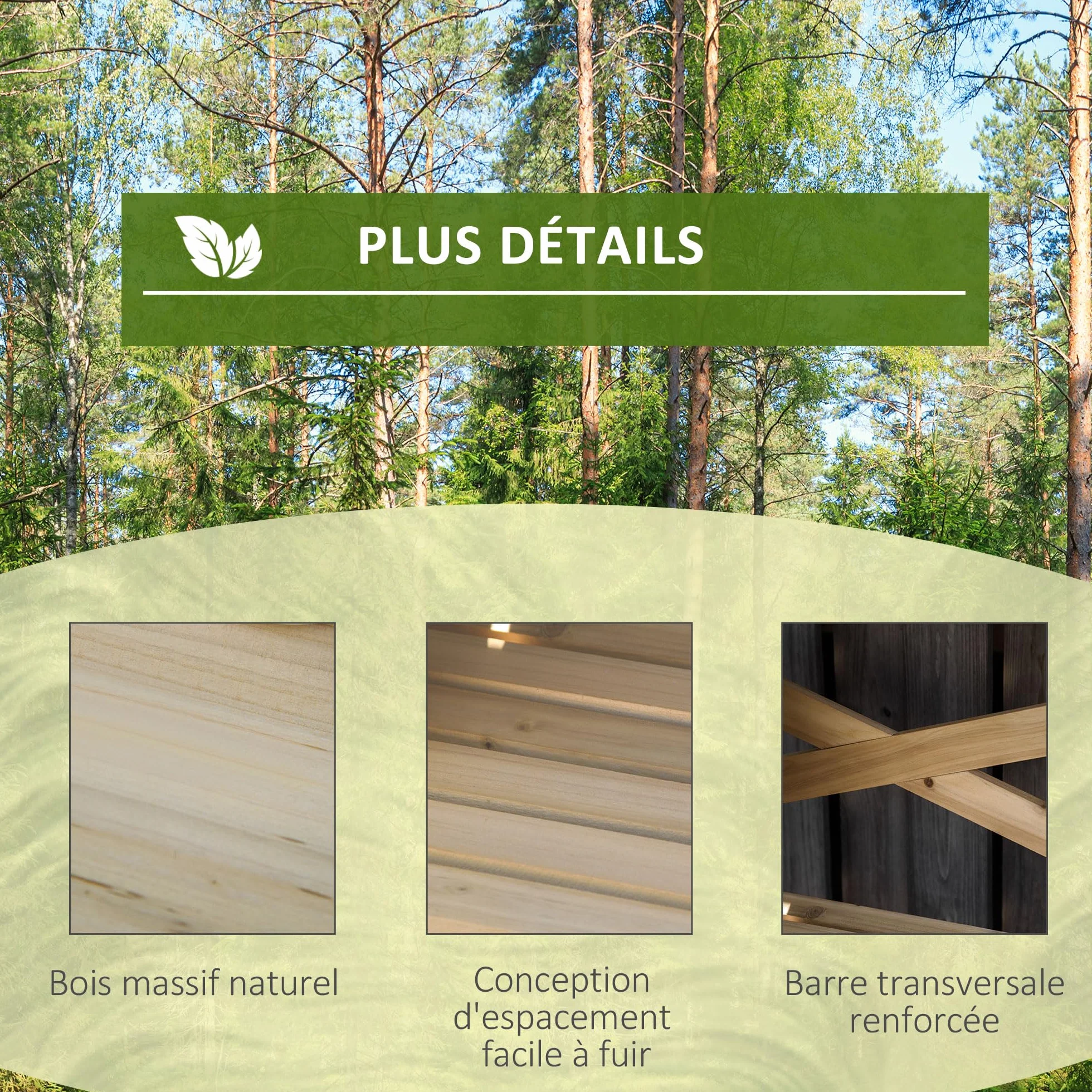 Outsunny Table de rempotage Plateau avec rebords Bois Sapin pré-huilé